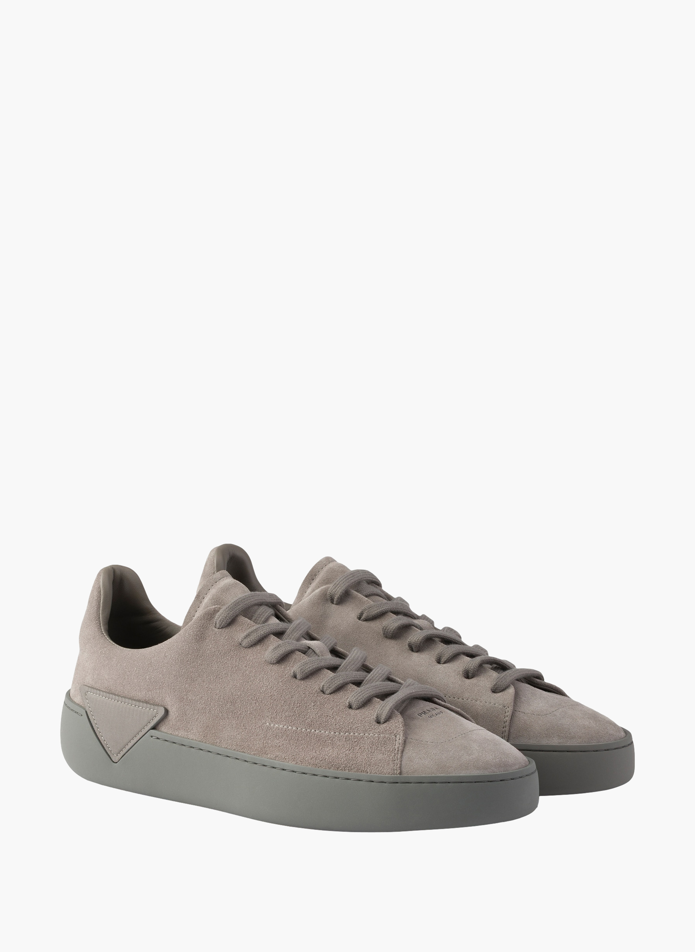 Baskets en cuir velours prada court PRADA Argent