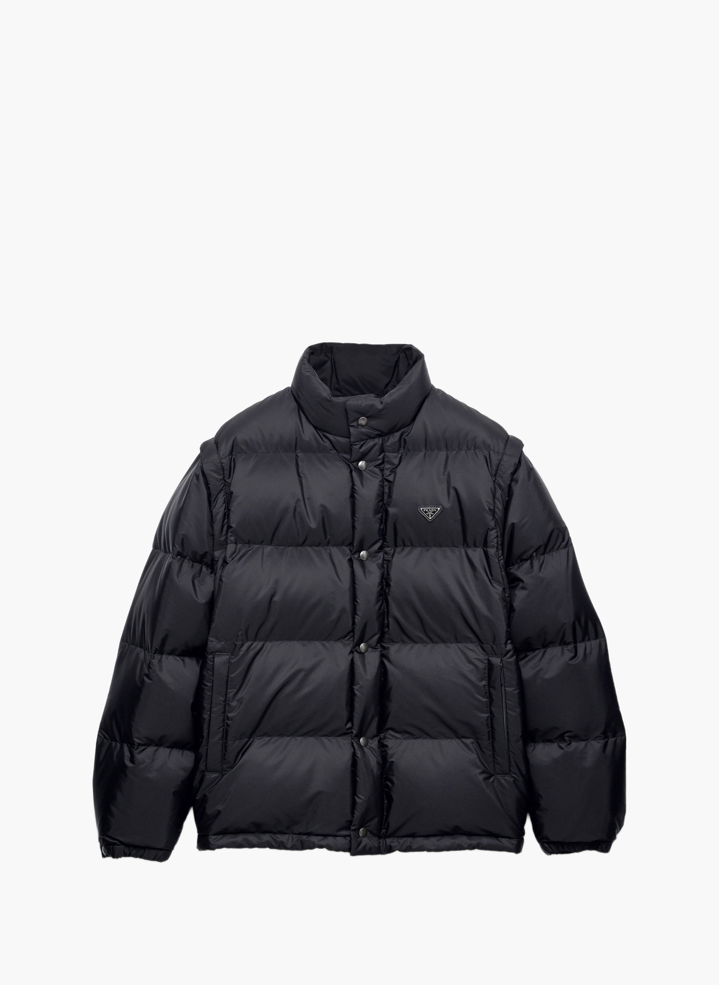 Doudoune en re-nylon à matelassage moyen PRADA Noir