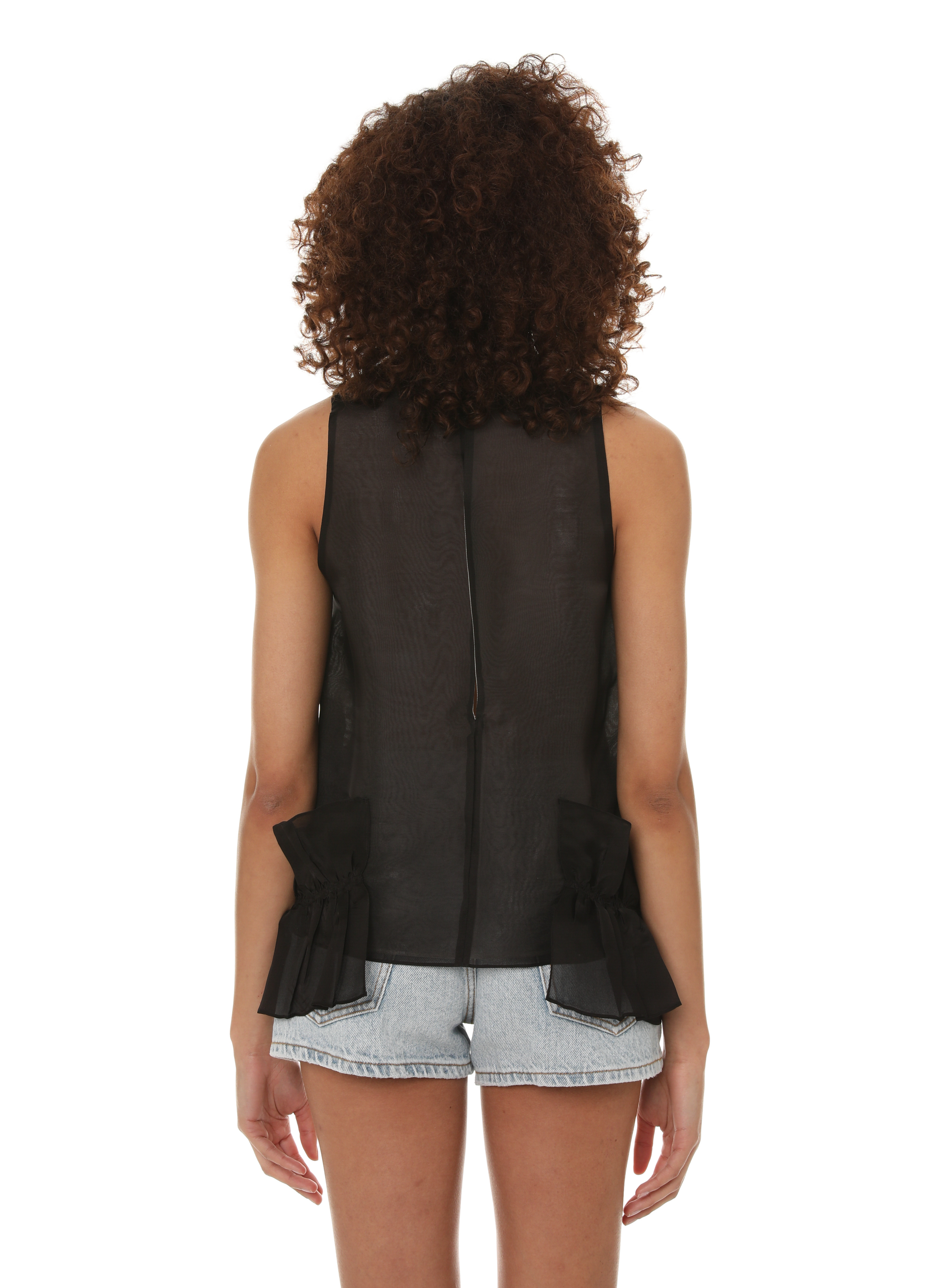 Top à volants en soie BITE STUDIOS Noir