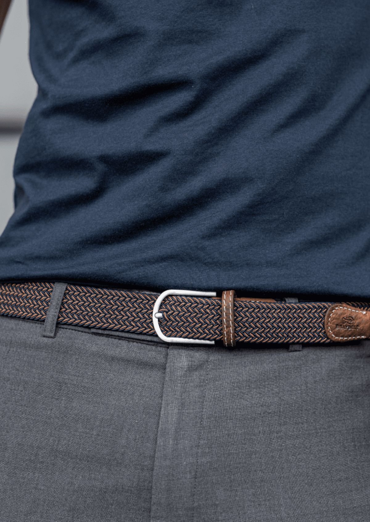 Ceinture tressée élastique multicolore BILLYBELT Marron