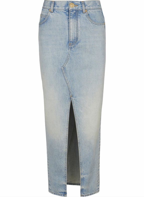 Jupe midi en denim Bleu by BALMAIN BALMAIN Jupe midi en denim Bleu
