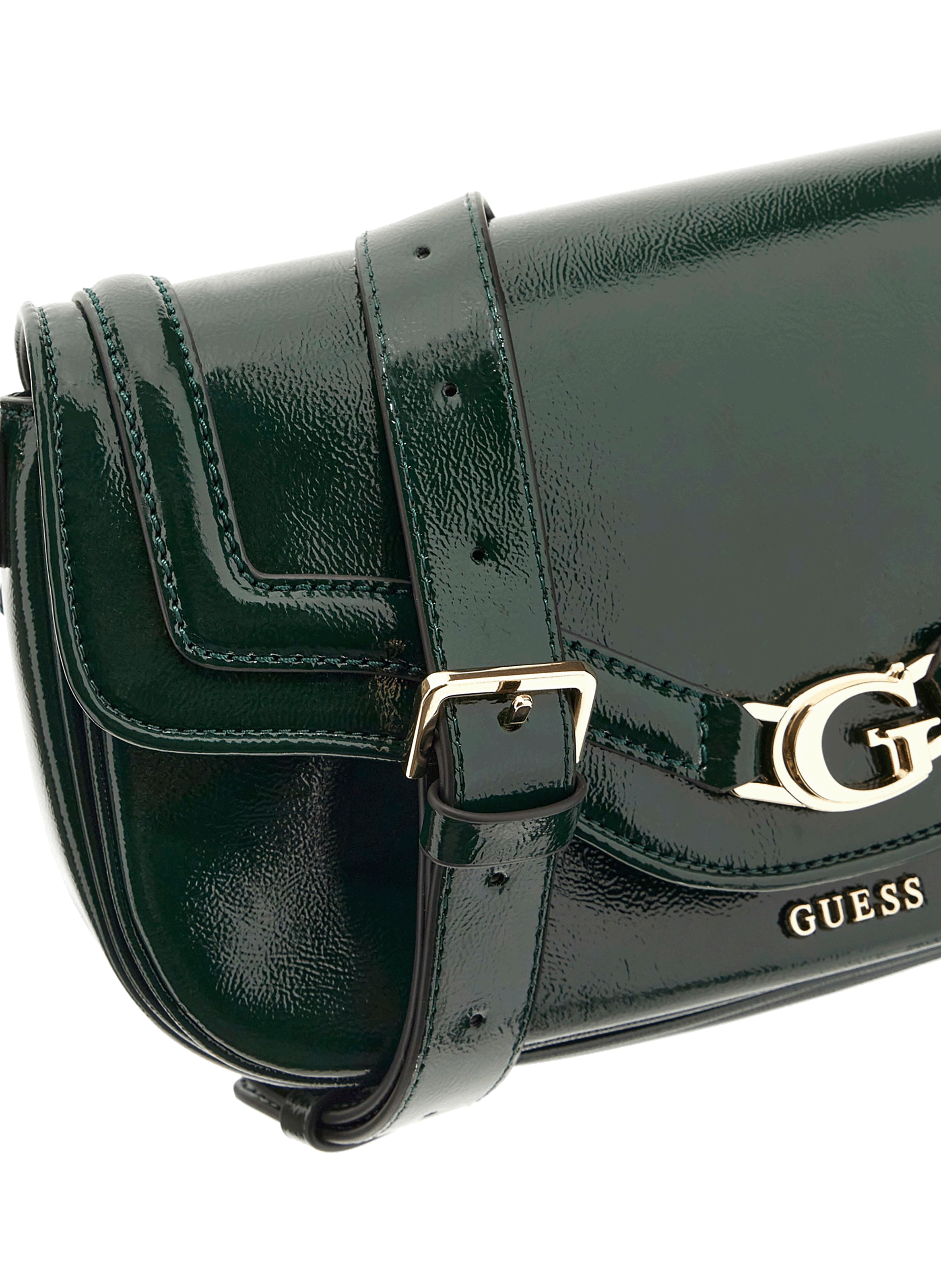 Patent shoulder bag GUESS Green