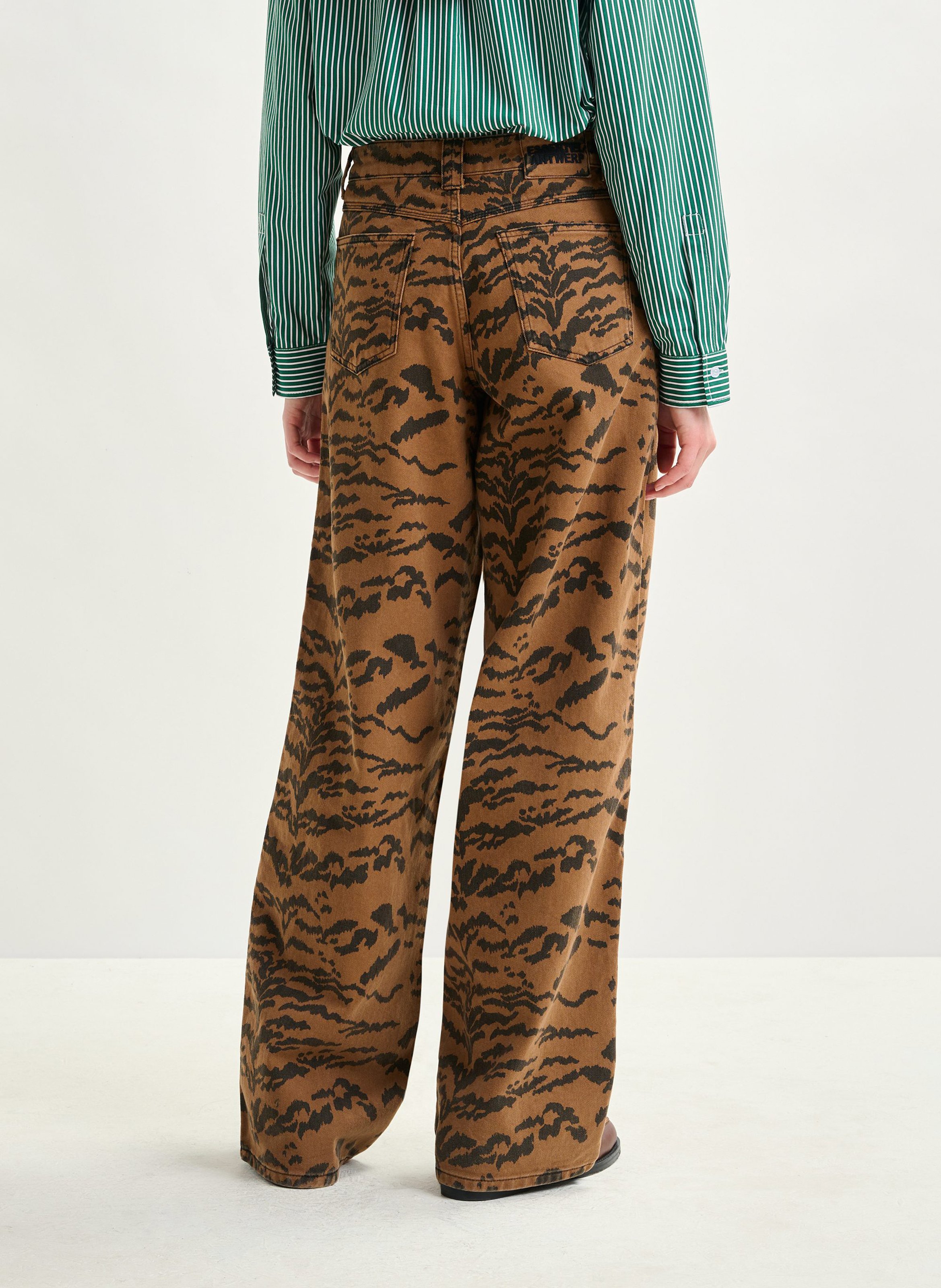 Pantalon large en coton impeccable ESSENTIEL ANTWERP Marron