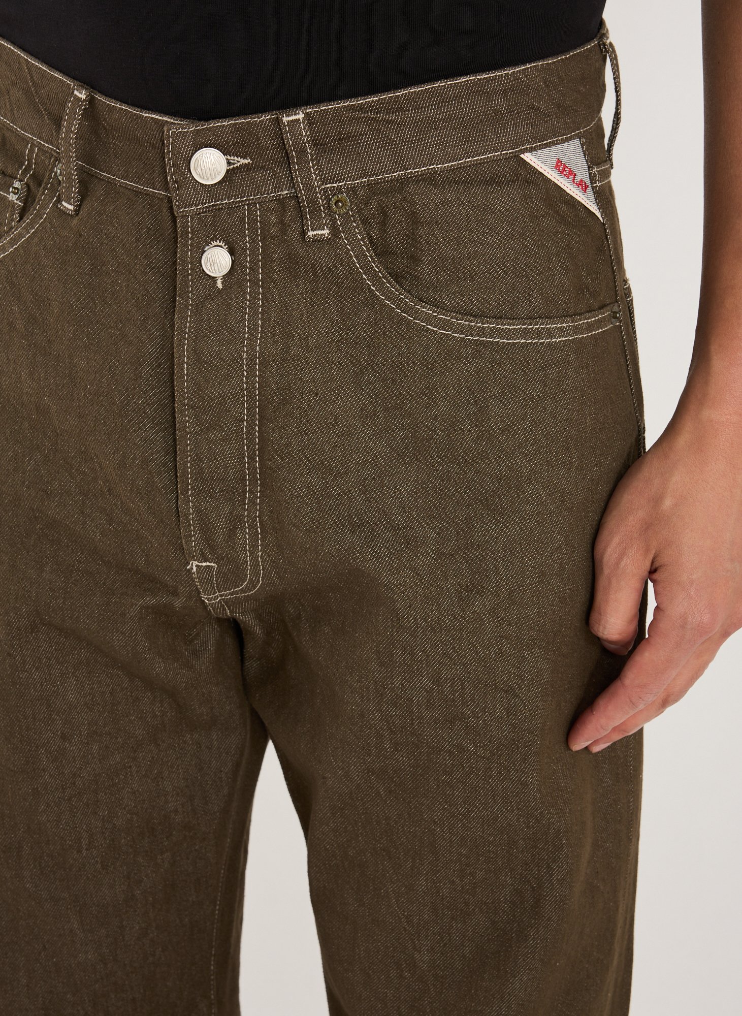 Jeans droit en coton REPLAY Marron