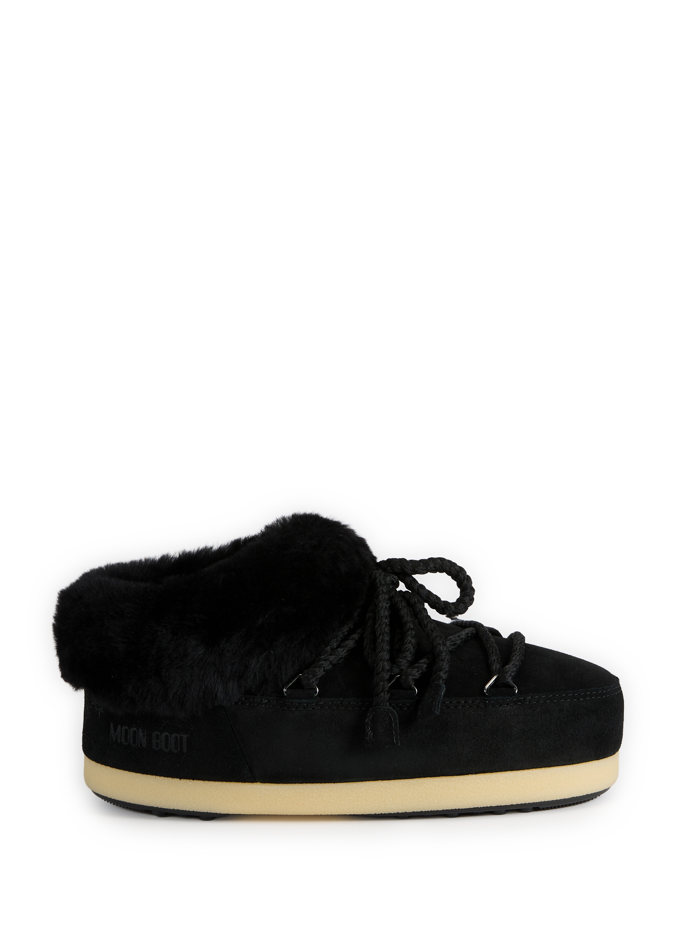 MOON BOOT Lace-up leather mules Black