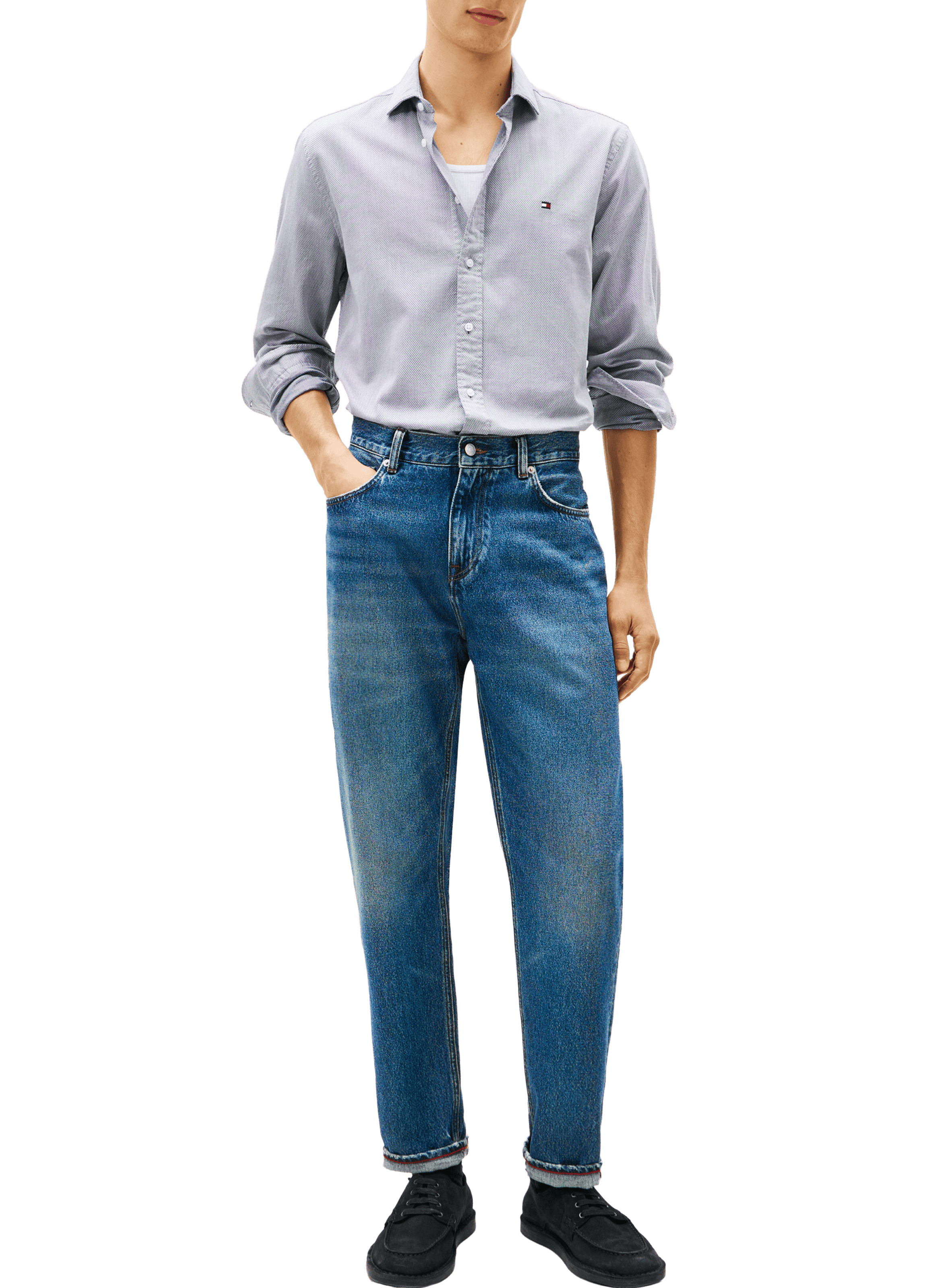 Chemise manches longues à motif en coton  TOMMY HILFIGER Bleu