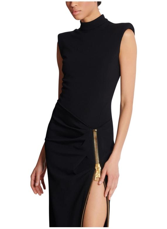 Balmain Paris Robe Robe longue fendue en jersey Noir Balmain - Femme | Printemps.com