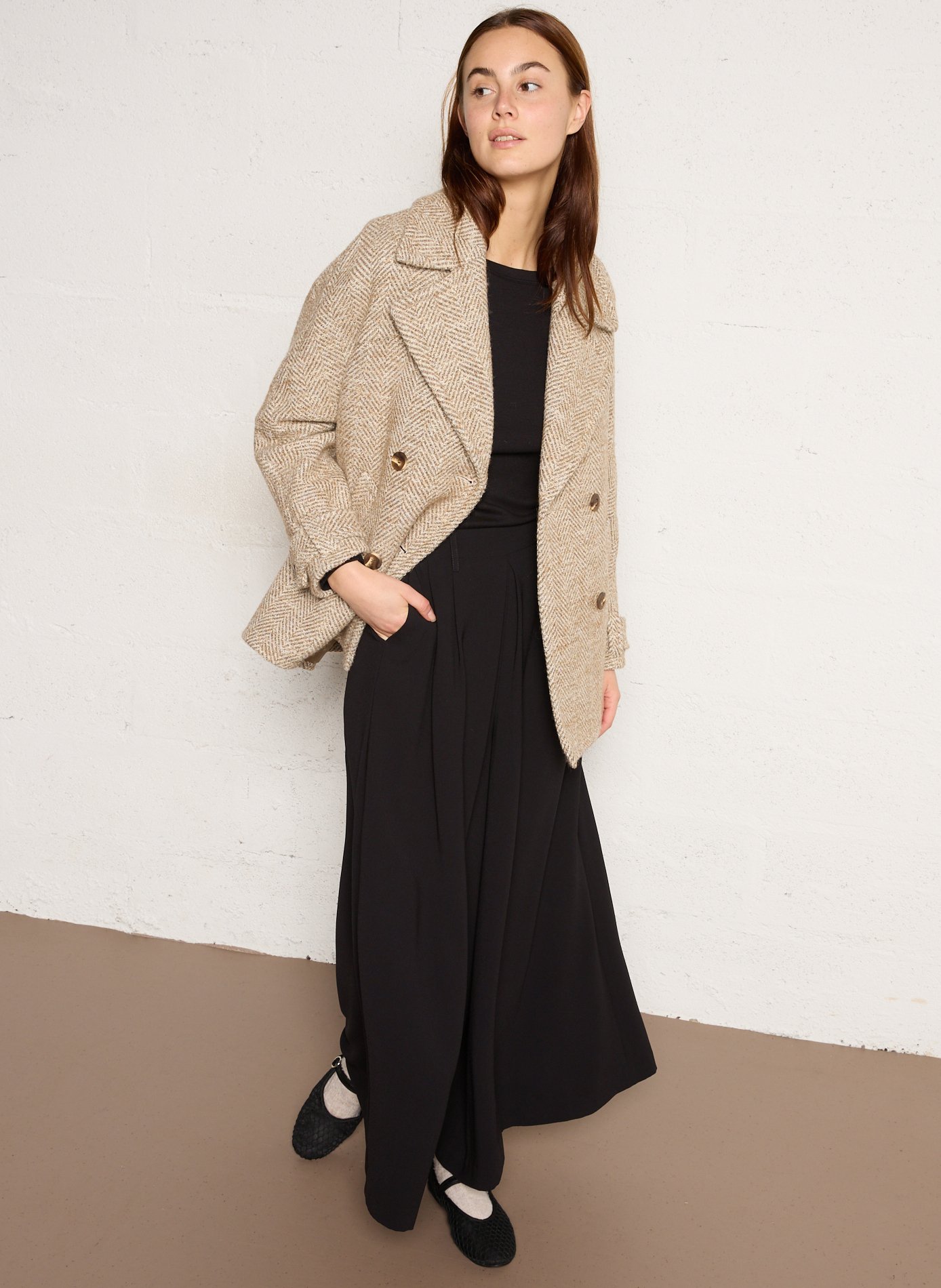 Manteau col tailleur  en laine mélangée dean MAISON 123 Beige