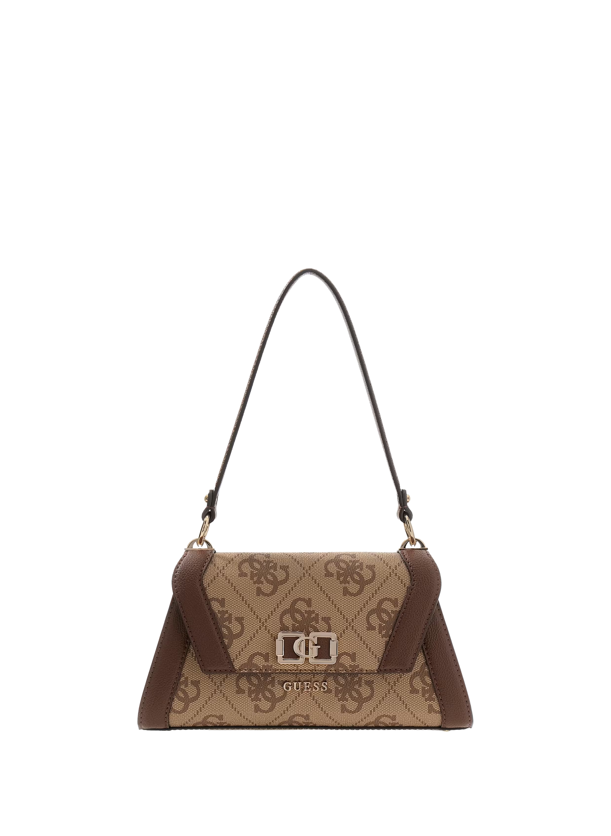 Sac porté épaule motif logo all over GUESS Marron
