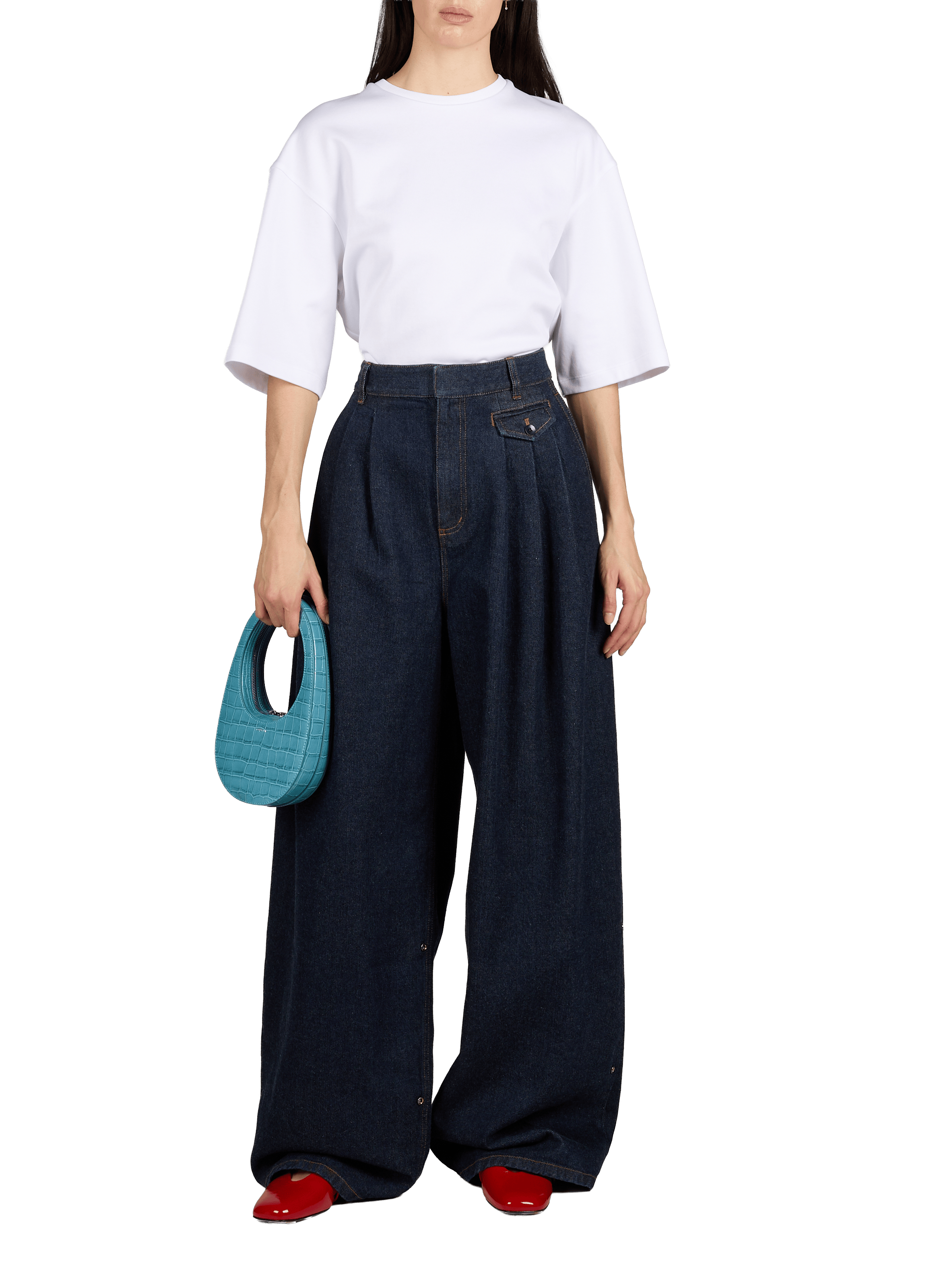 Wide cotton jeans TIBI Blue