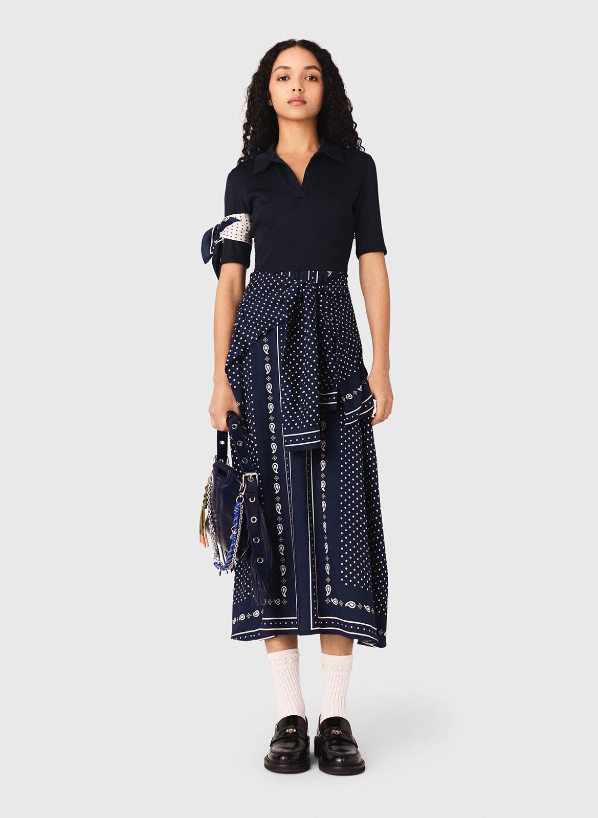 Robe longue col classique MAJE Bleu