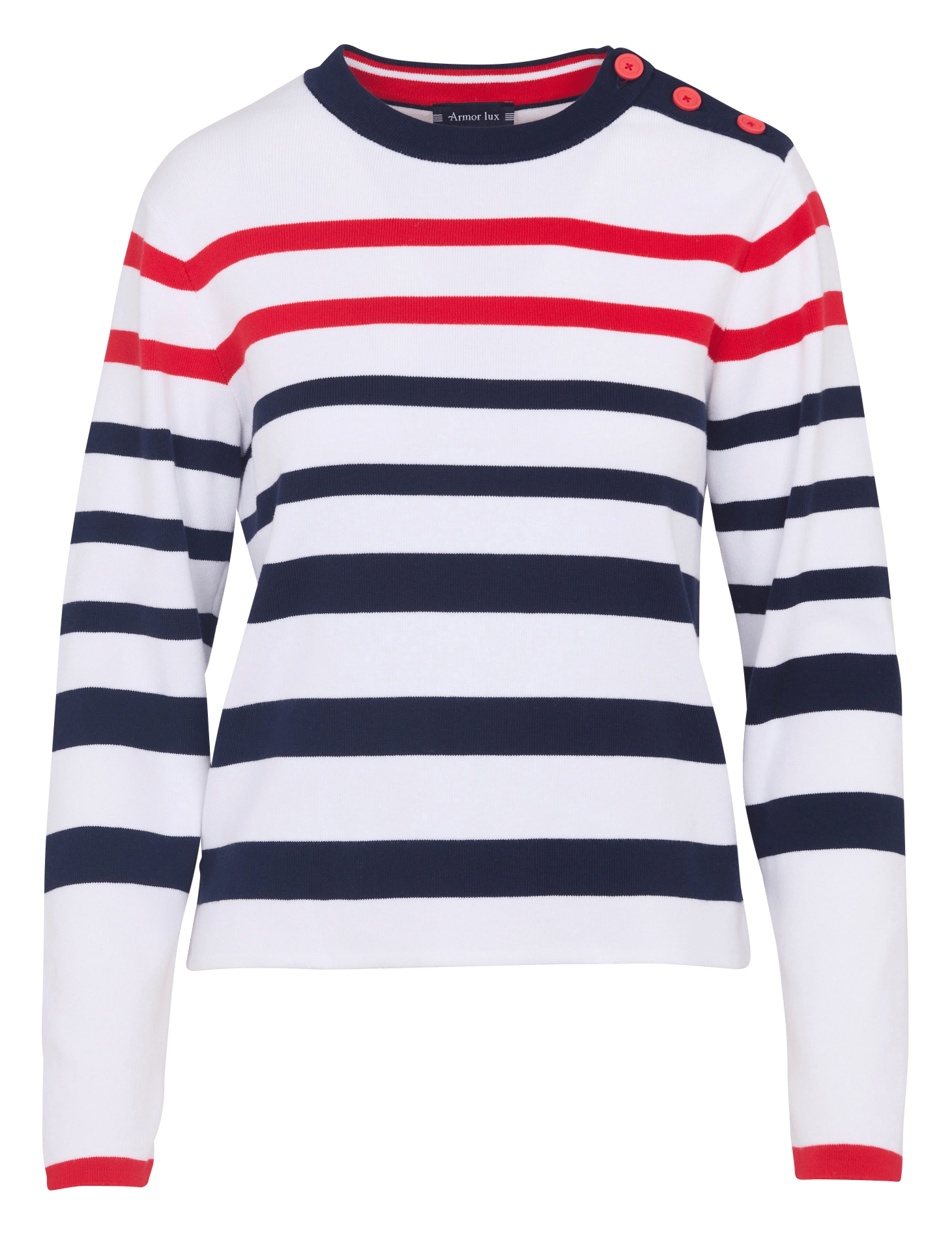 Pull ajusté col rond en coton ARMOR-LUX Blanc