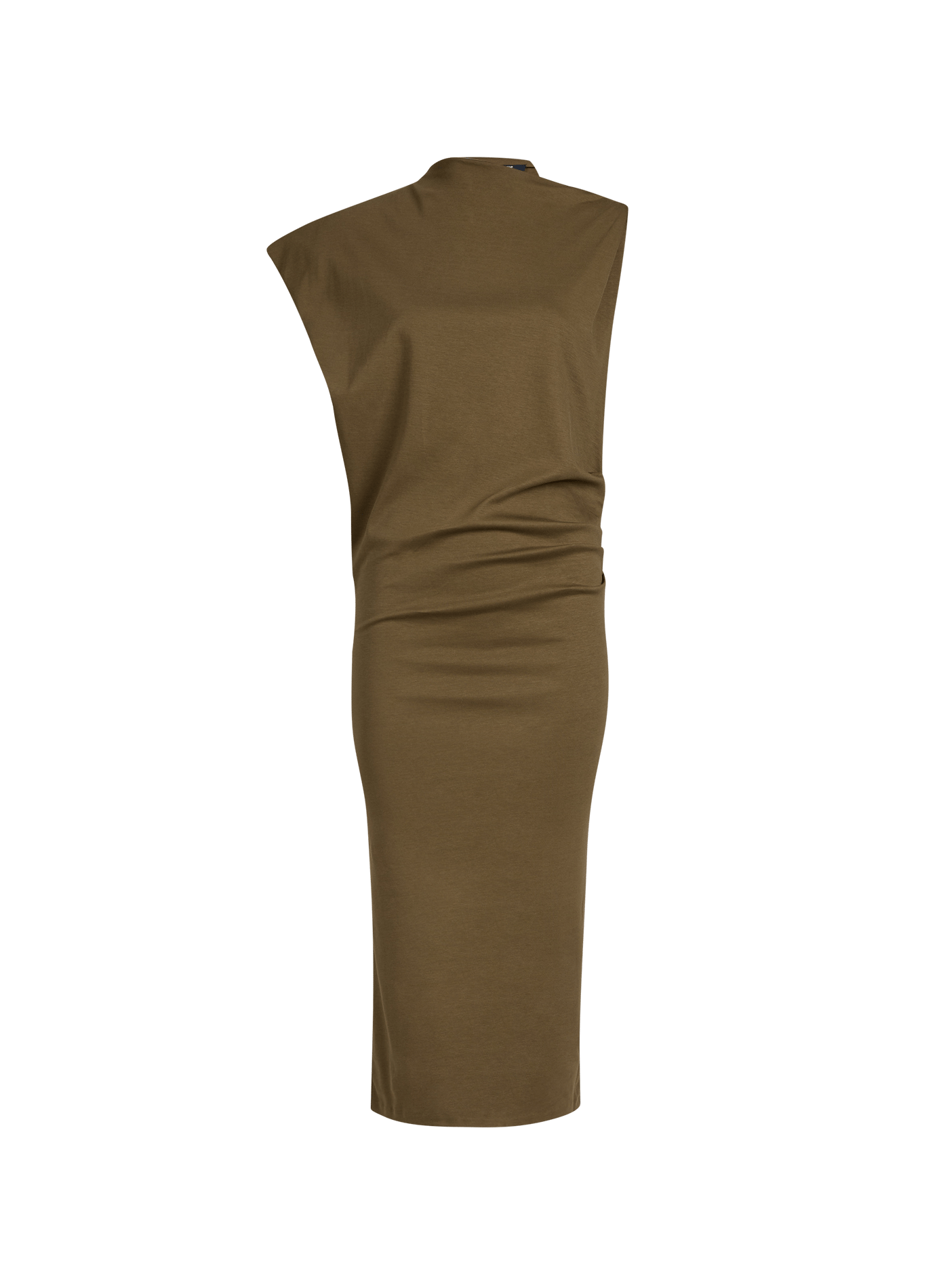 The midi dress with asymmetrical drape in cotton and silk JACQUEMUS Khaki