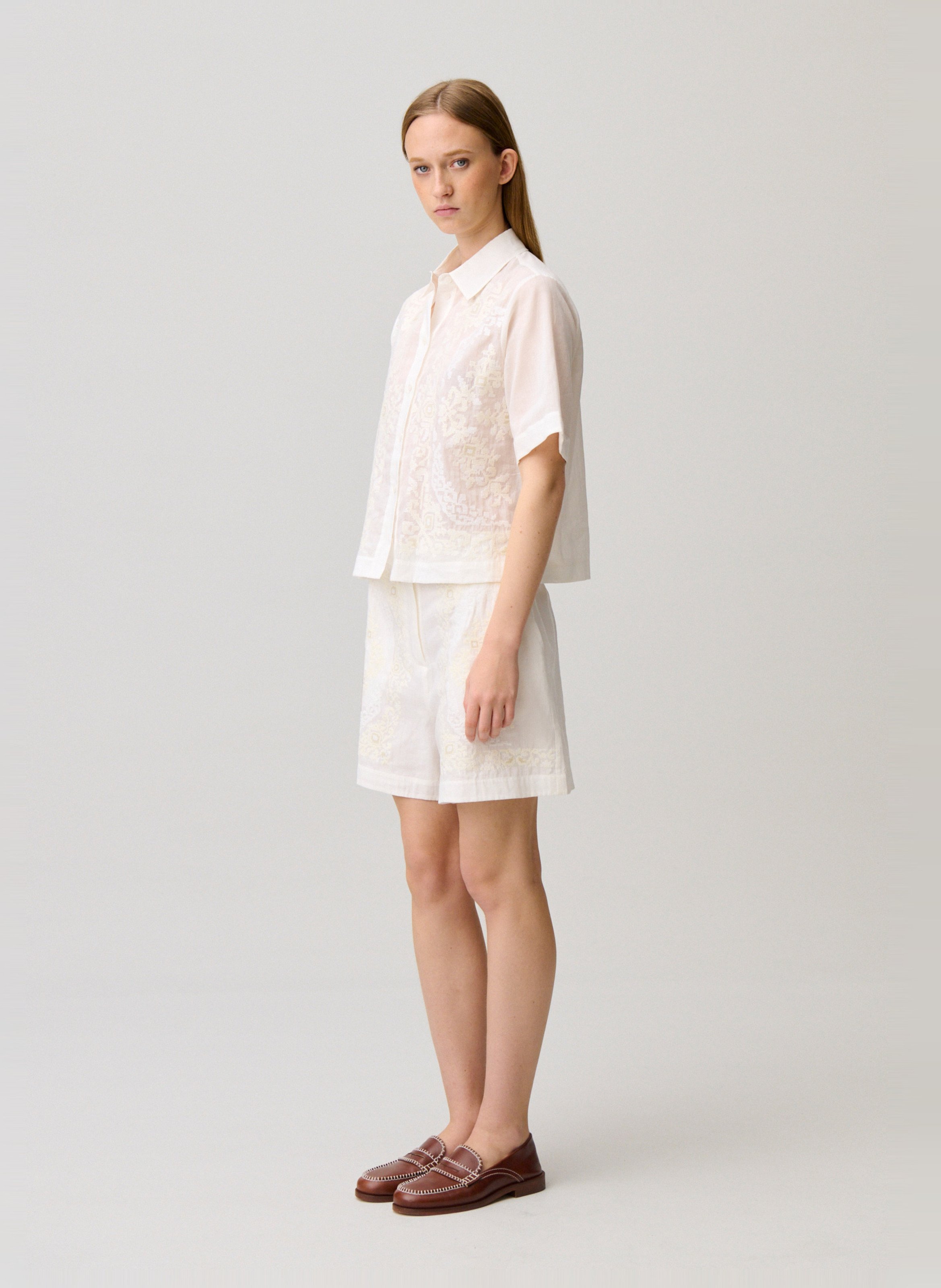 Short droit en coton mélangé CLAUDIE PIERLOT Beige