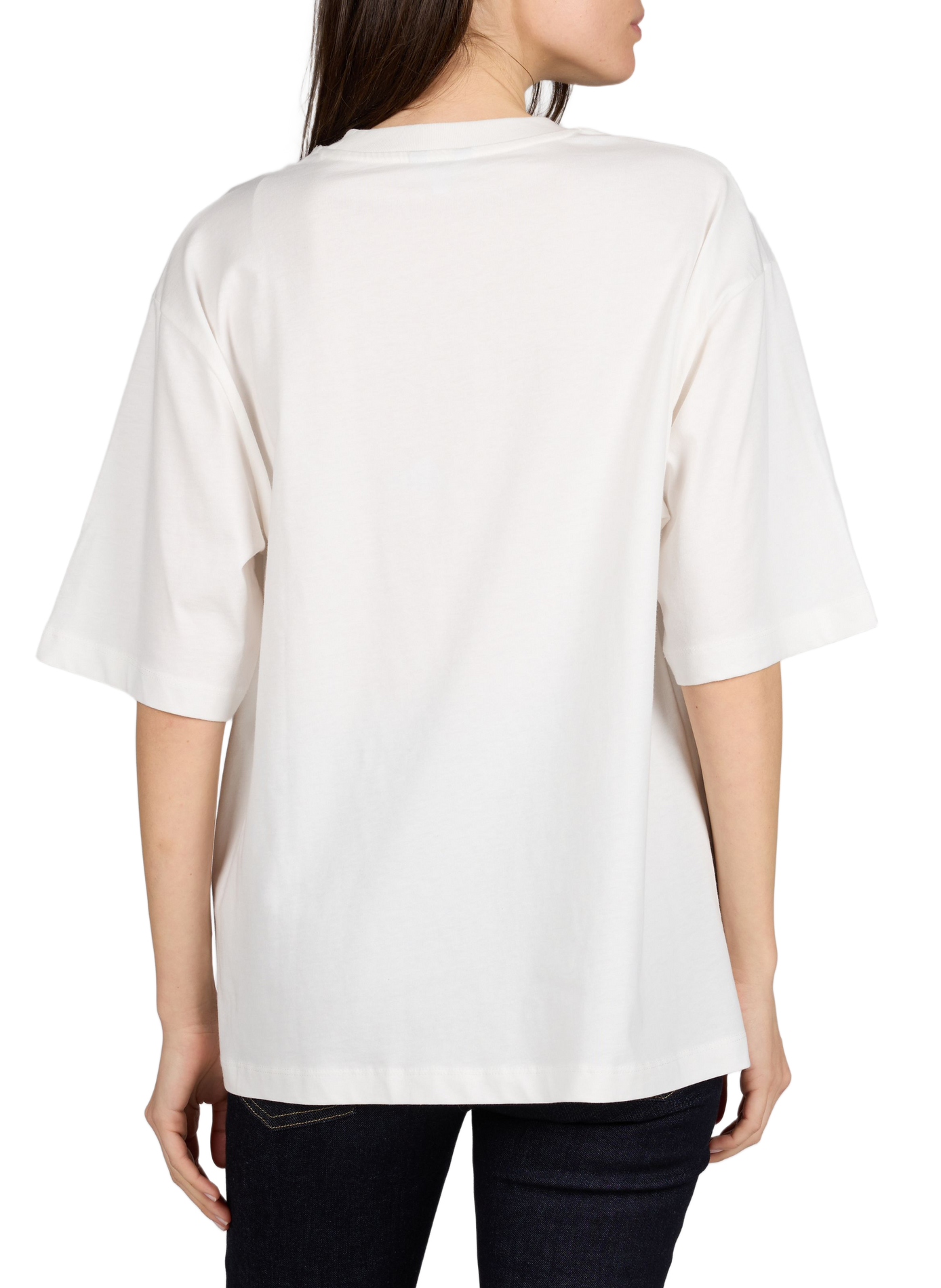 T-shirt uni col rond en coton OBJECT Blanc
