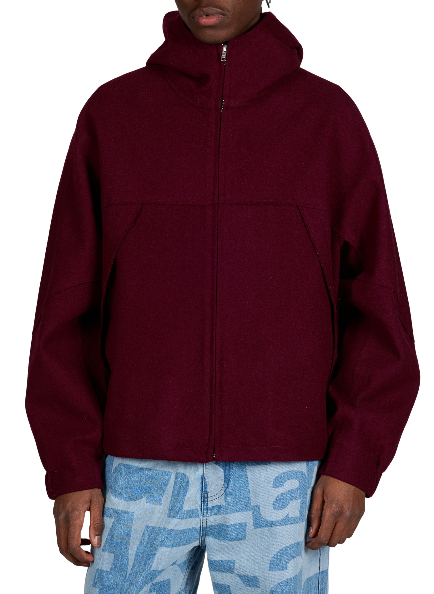 Wool Blend Hooded Jacket ARTE ANTWERP Red