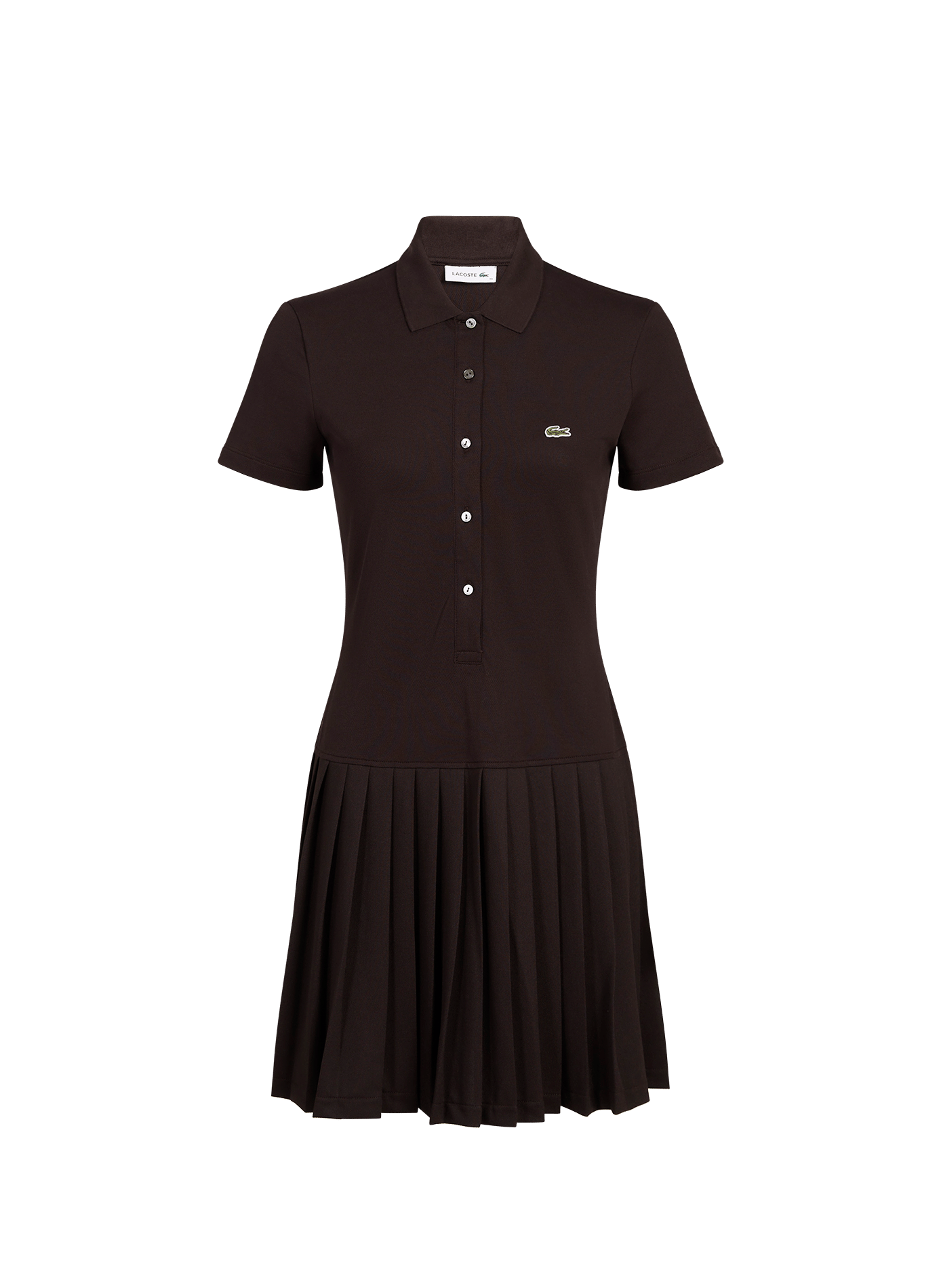 Robe polo plissée en coton piqué stretch LACOSTE Marron