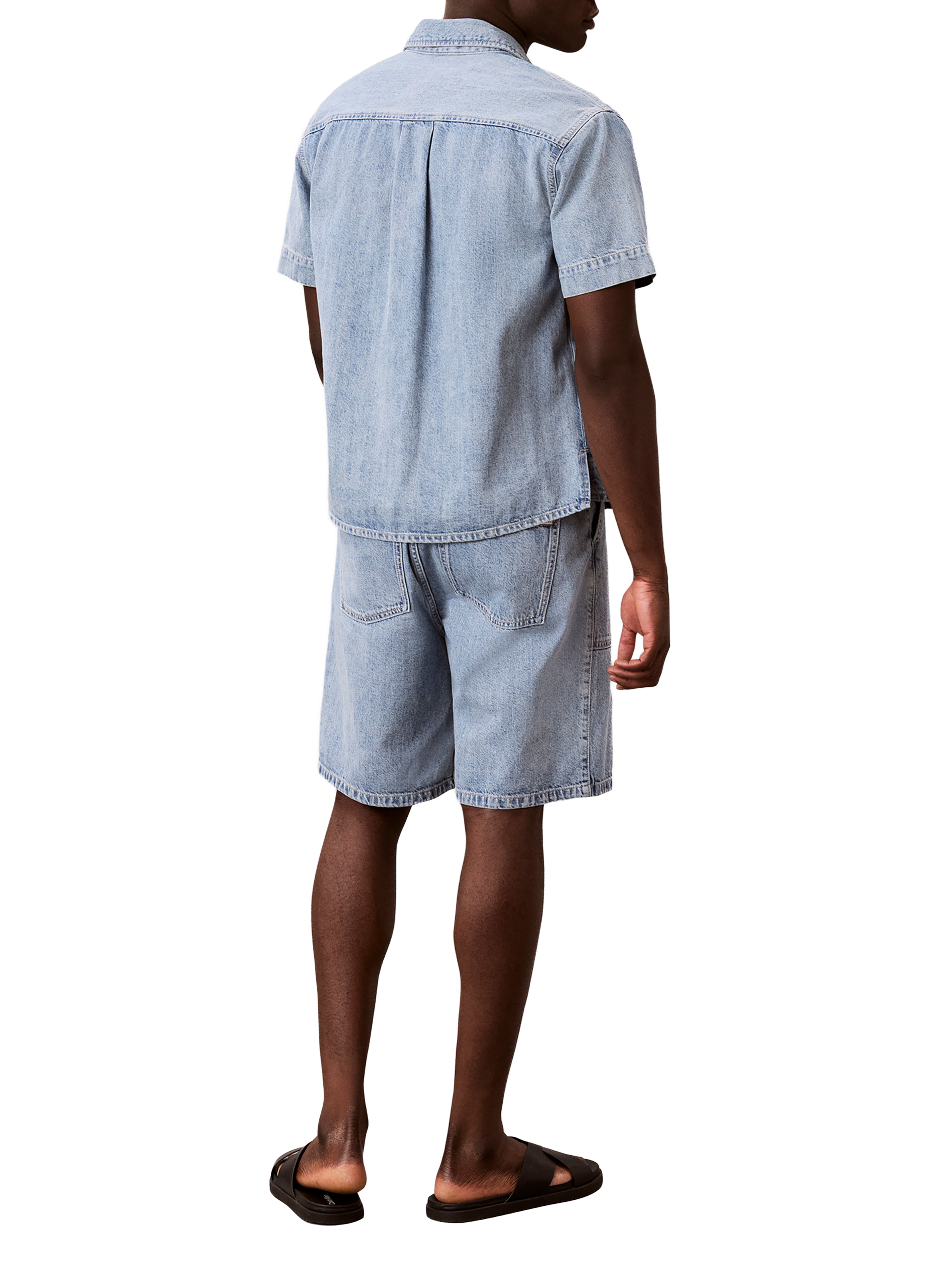 Bermuda aus Baumwolle und Leinen in Denim CALVIN KLEIN Blau