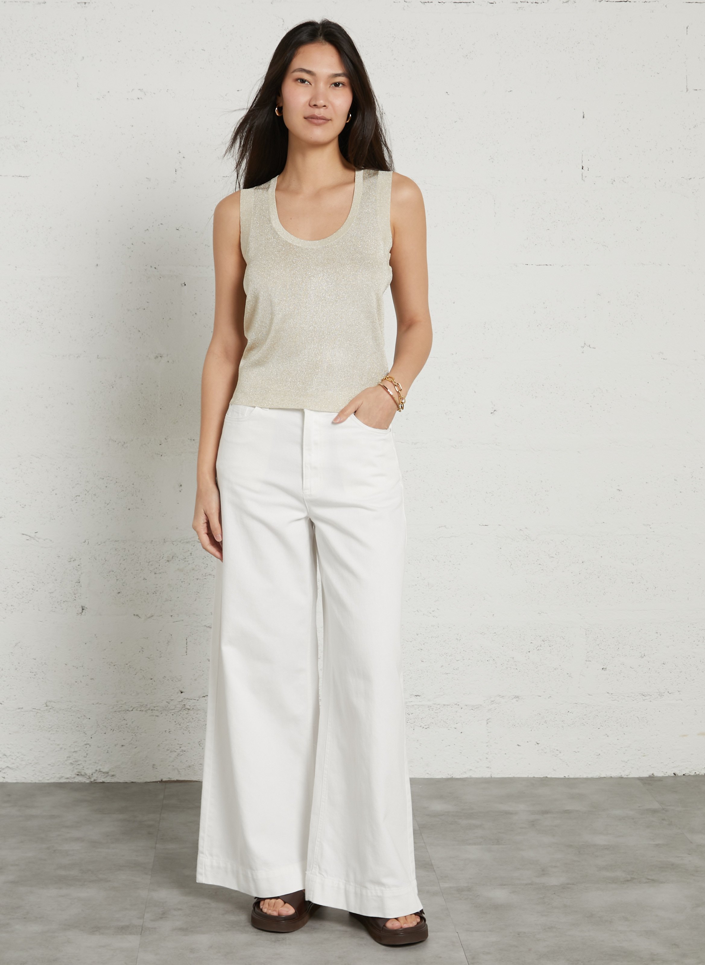 Débardeur col rond pailleté palmyr bis MAISON 123 Doré