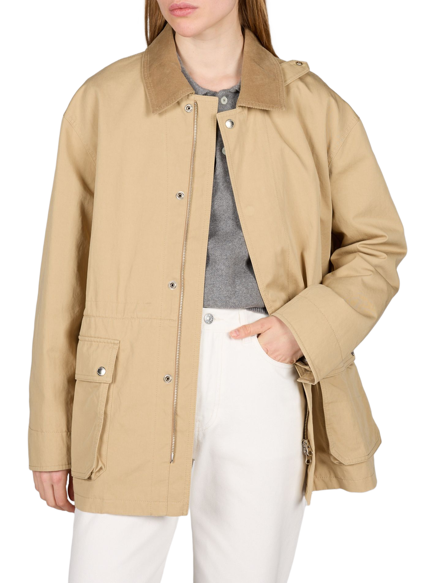 Straight jacket with classic collar in blended cotton DUNST Beige