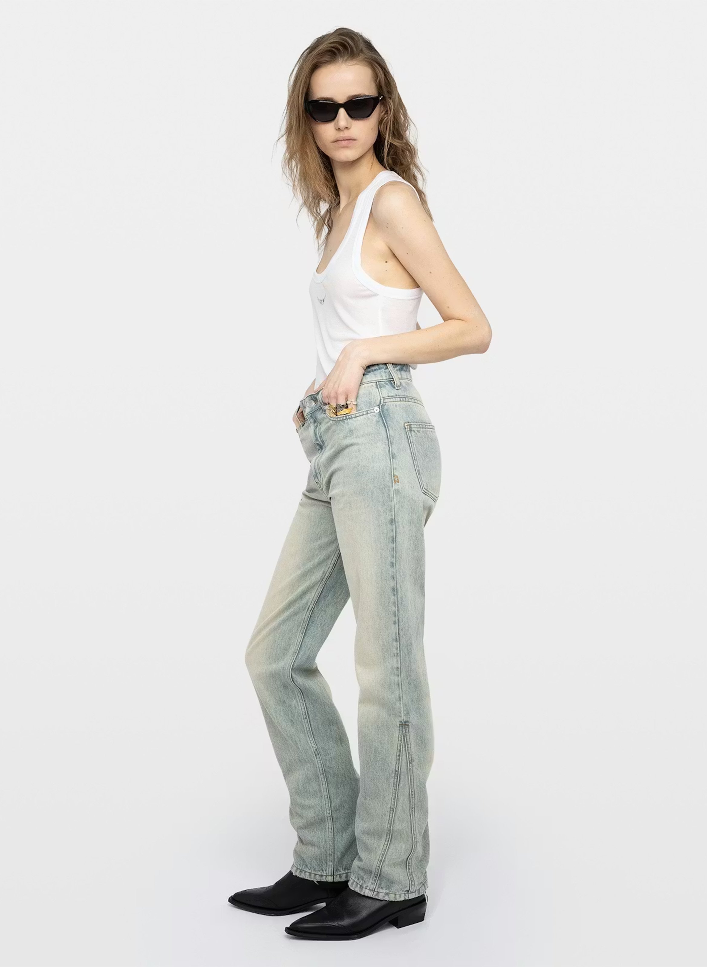 Flared Monogram Cotton Summer Jeans ZADIG&VOLTAIRE Blue