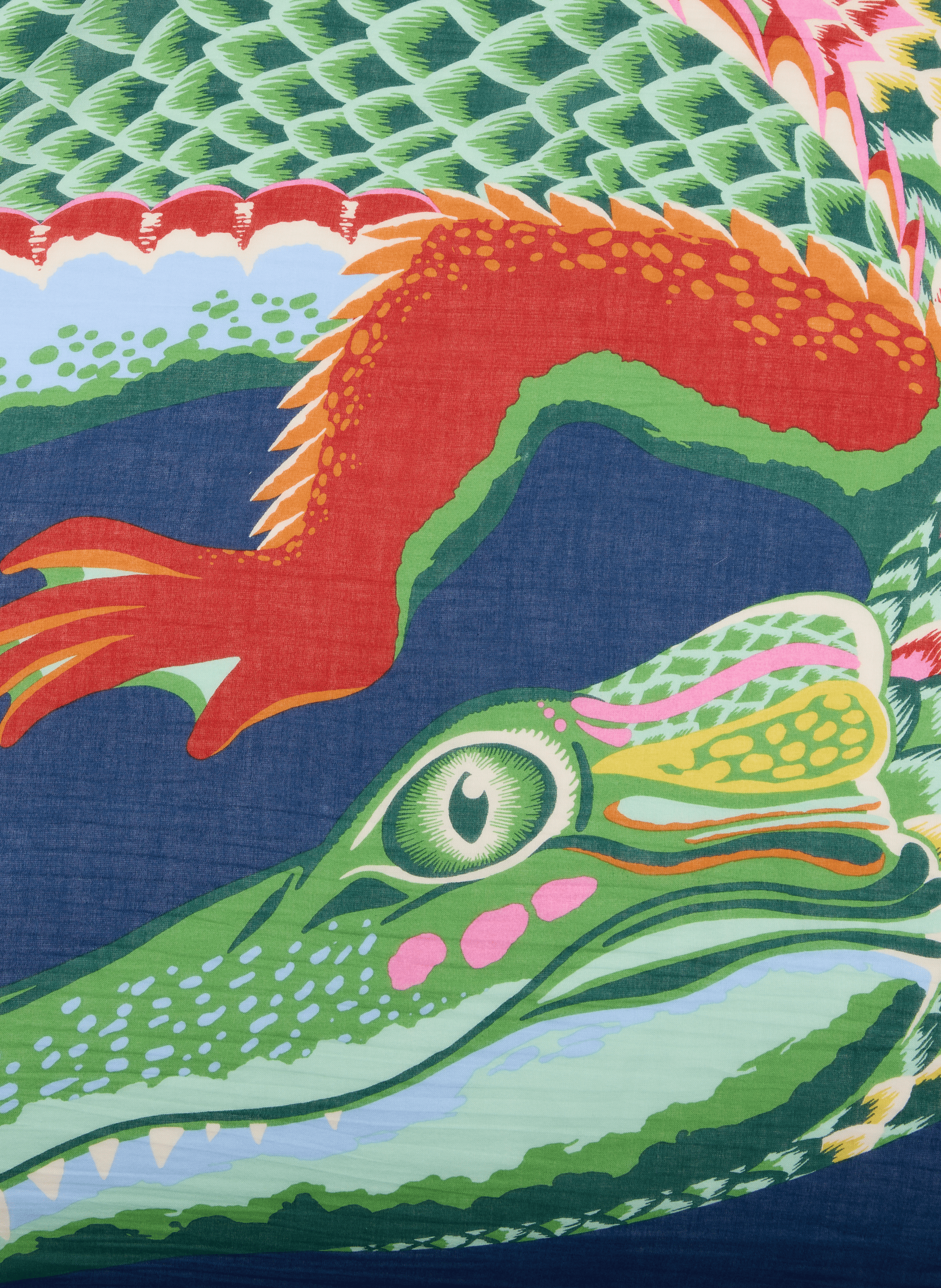 Croco Print Cotton Scarf INOUI EDITIONS Blue