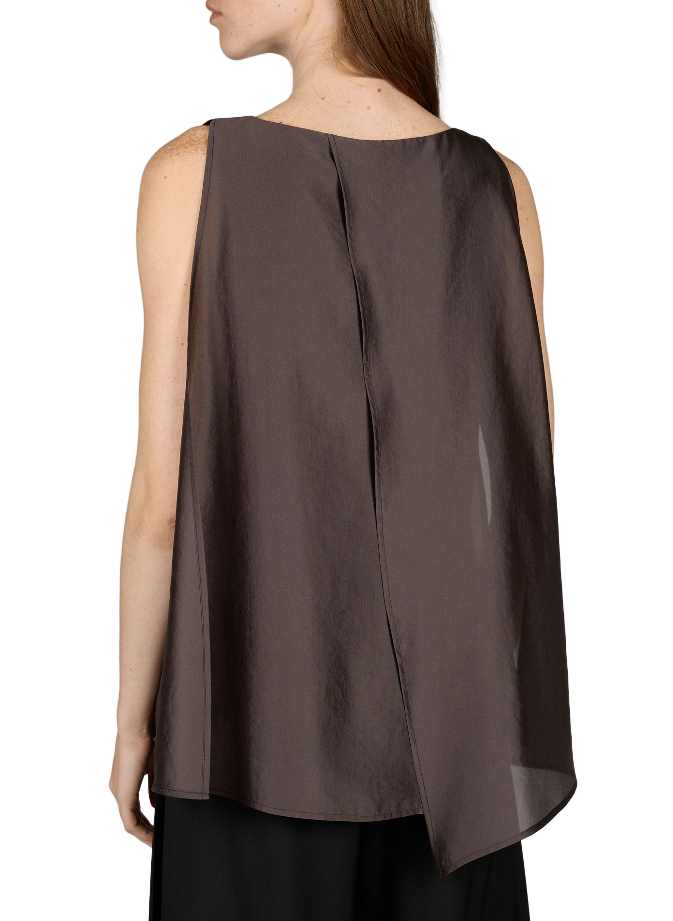 Blusa evasé sin mangas R2W Marrón