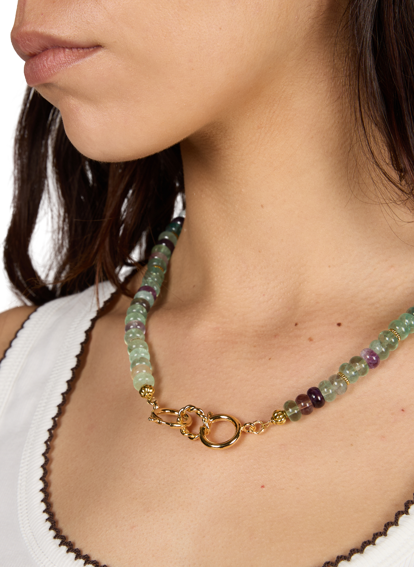 Brass and natural stone necklace SYLVIA TOLEDANO Pink