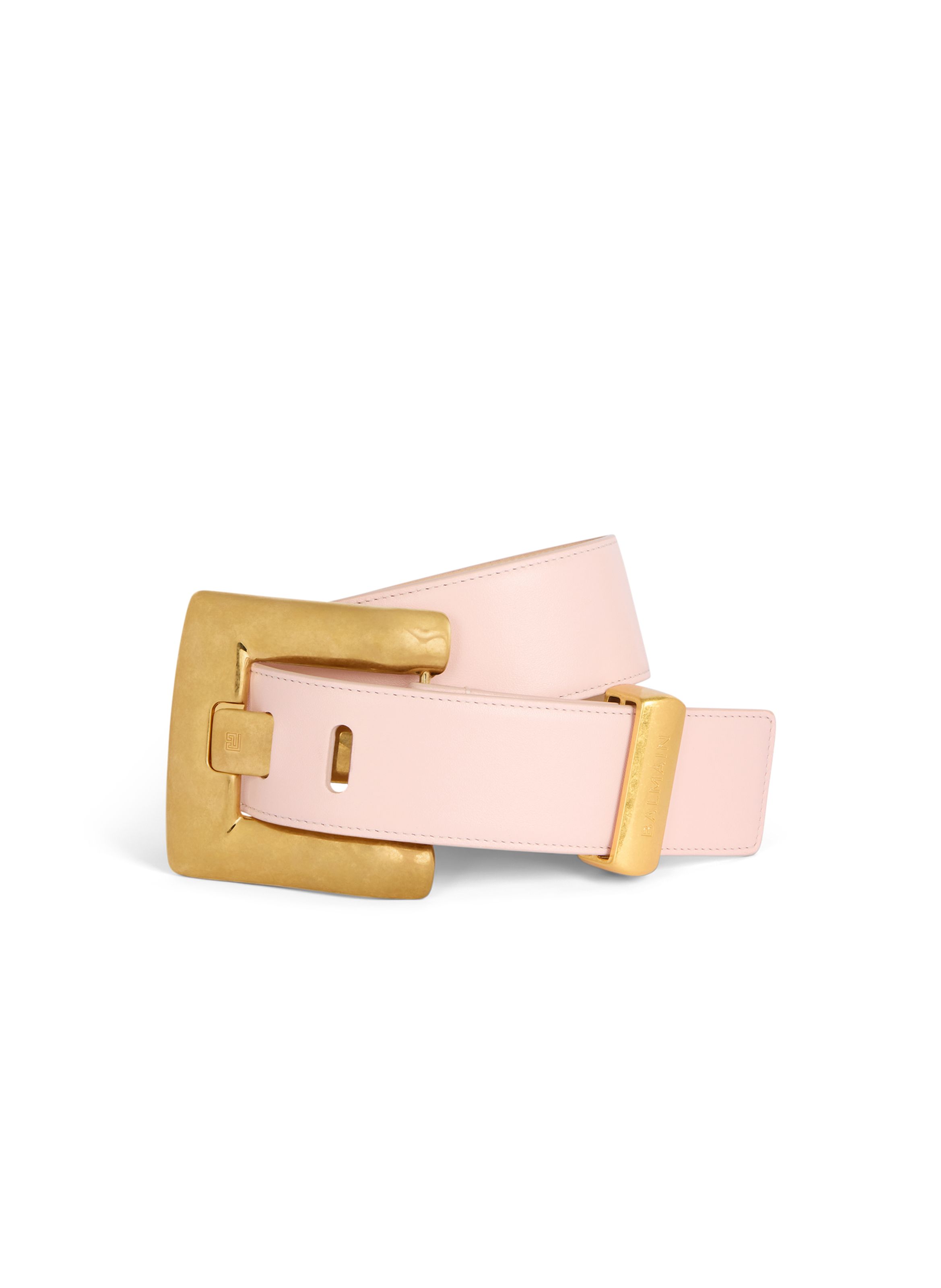 Ceinture anthem en cuir lisse BALMAIN Rose