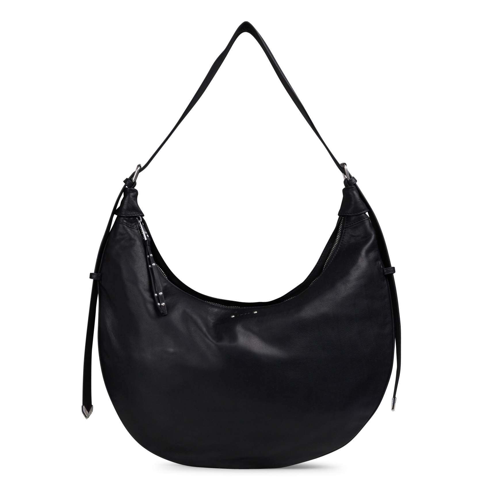 Sac demi-lune en cuir grainé allane l IKKS Noir