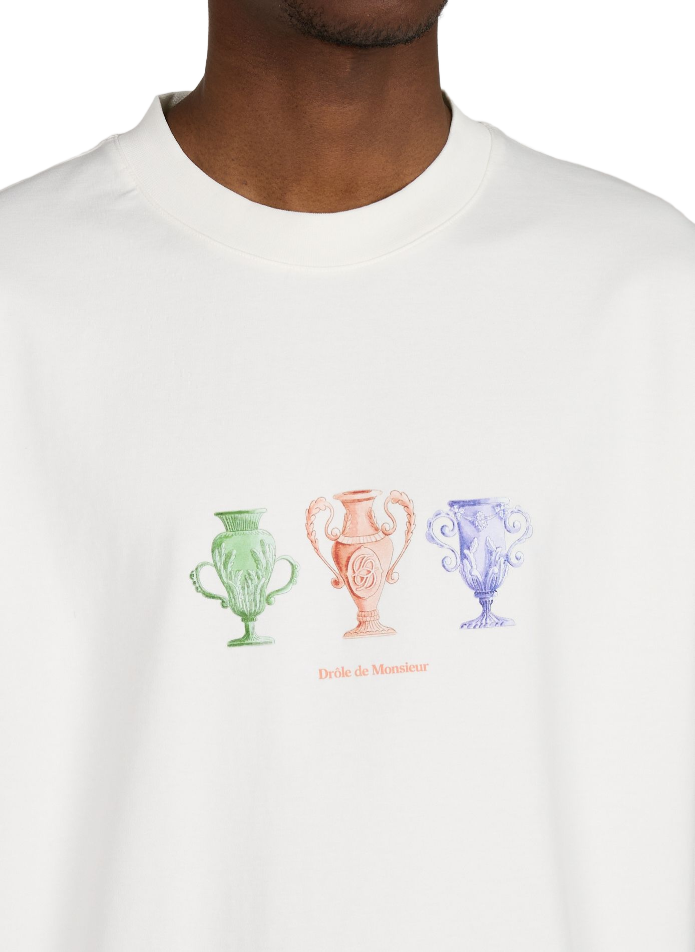 Straight screen-printed cotton T-shirt DROLE DE MONSIEUR White