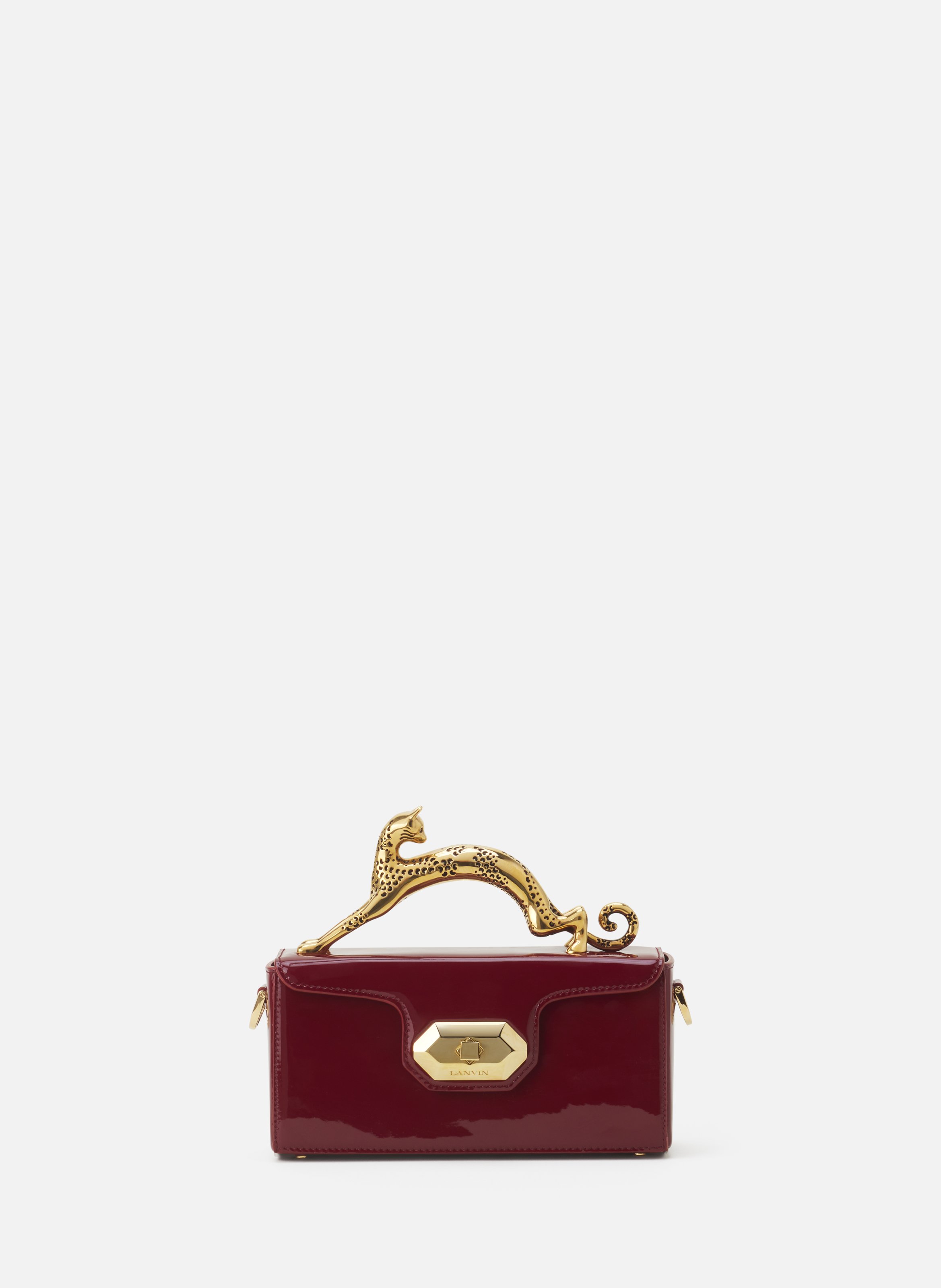Sac pencil cat nano en cuir vernis LANVIN Rouge