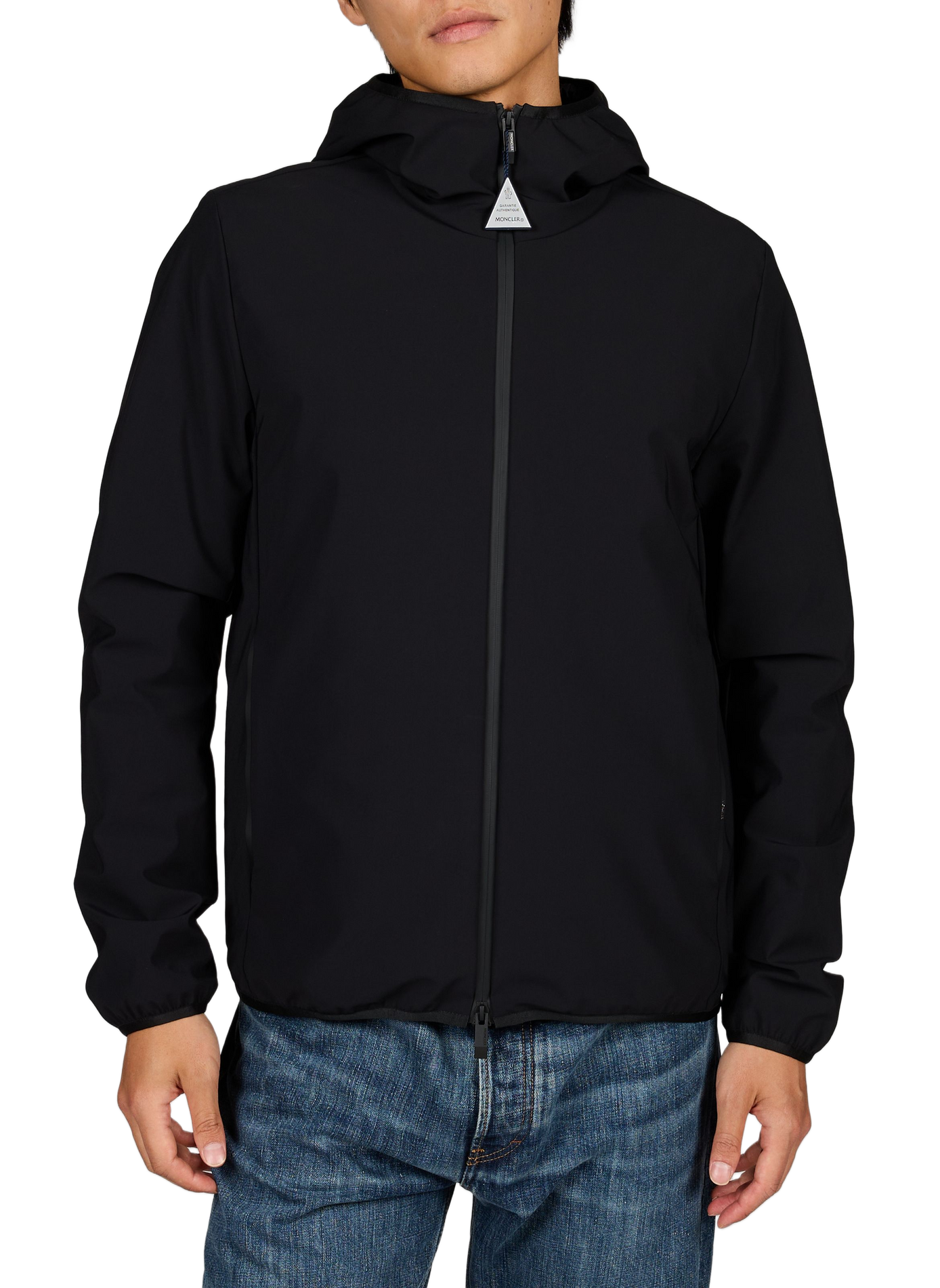 Hooded Puffer Jacket Ciampolin with Elastic Hem MONCLER Black