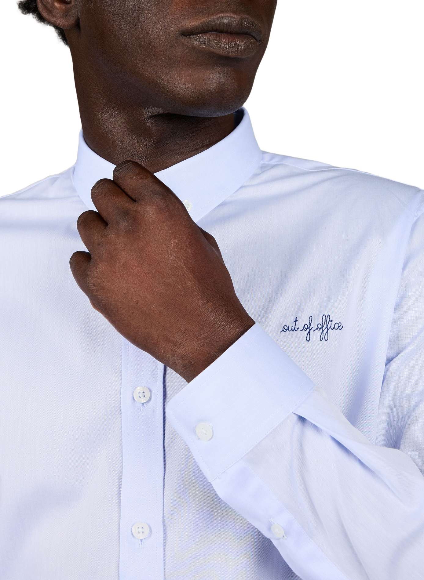 Chemise droite unie à broderies MAISON LABICHE Bleu