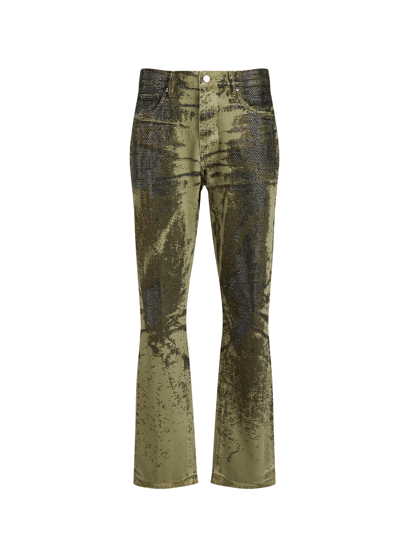 Gerade geschnittene Jeans mit Strasssteinen allover PURPLE BRAND Grun