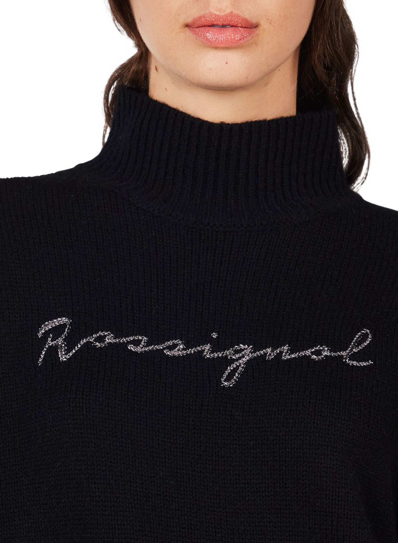 Figurbetonter Signature-Pullover aus Wolle und Kaschmir ROSSIGNOL Schwarz
