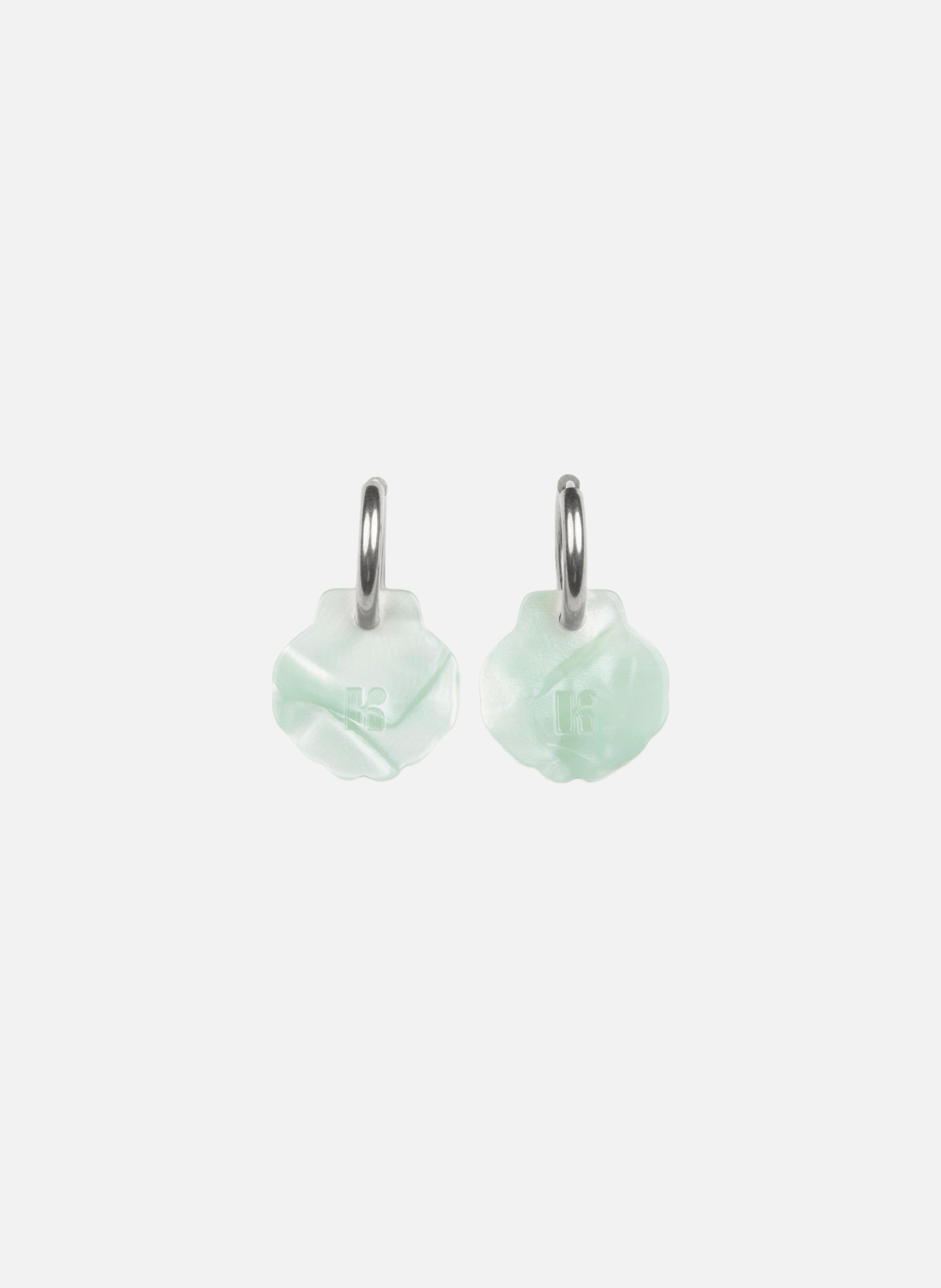 Boucles d'oreilles baby mermaid avec anneaux en acier inoxydable argenté | Bleu KURAGE GINZA Montres et Bijoux