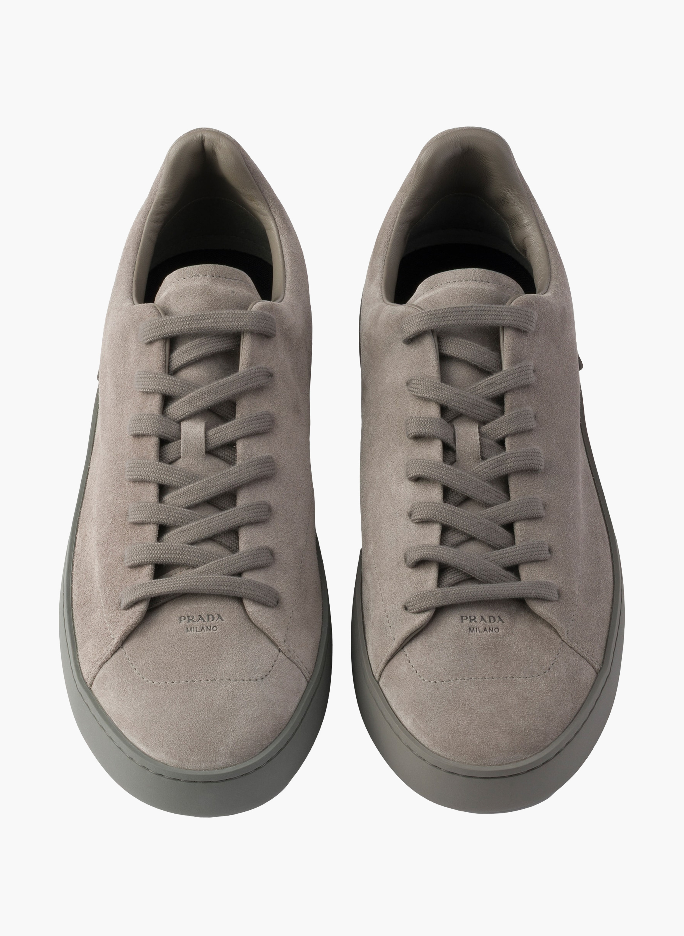 Baskets en cuir velours prada court PRADA Argent