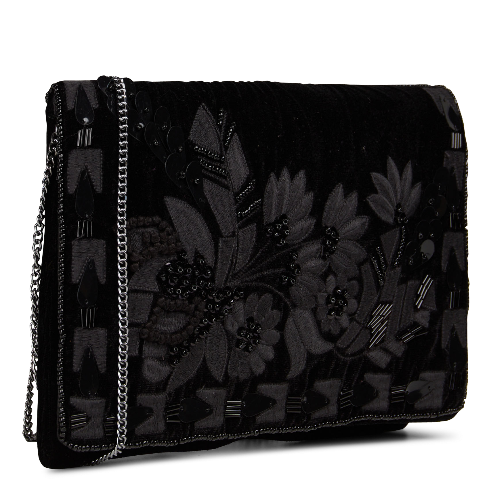 Clutch met kralen en bloemenmotief LA FEE MARABOUTEE Zwart