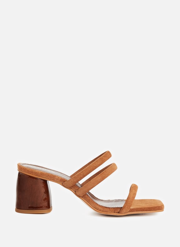 Mules cuir top marron femme