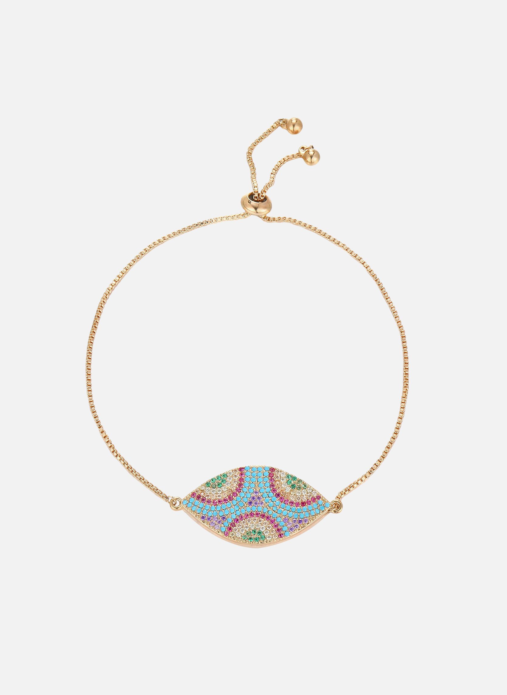 Bracelet chaîne avec perles et zircons effet diamants edilys HIPANEMA Doré