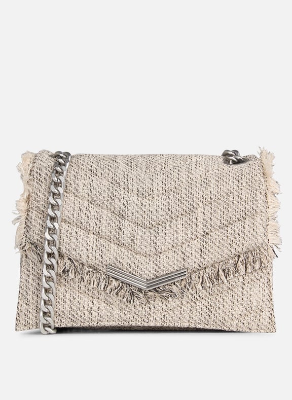 Sac matelassé en tweed the 1 m Beige by IKKS IKKS Sac matelassé en tweed the 1 m Beige