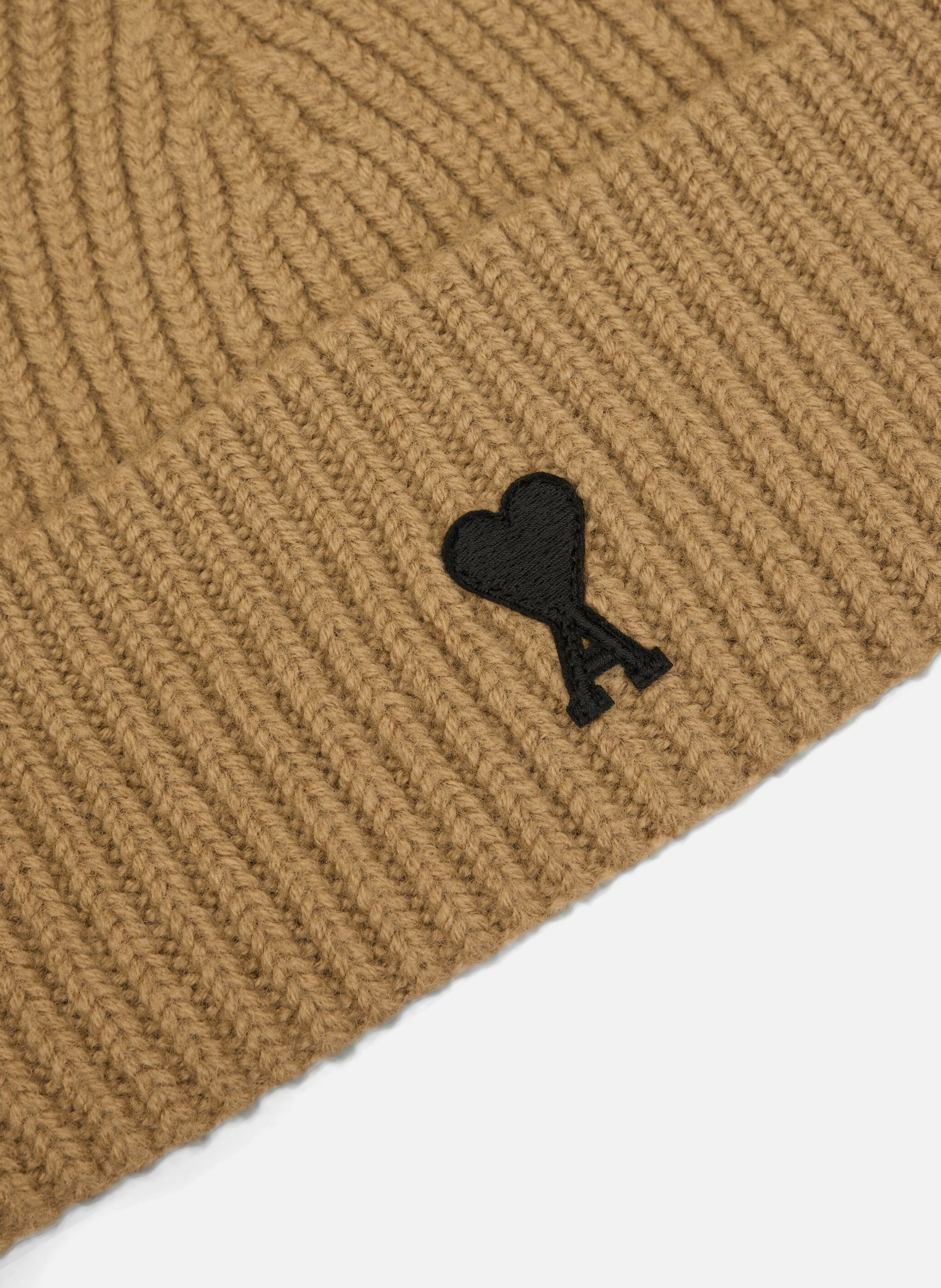 Bonnet ami de coeur en laine unisexe AMI PARIS Marron