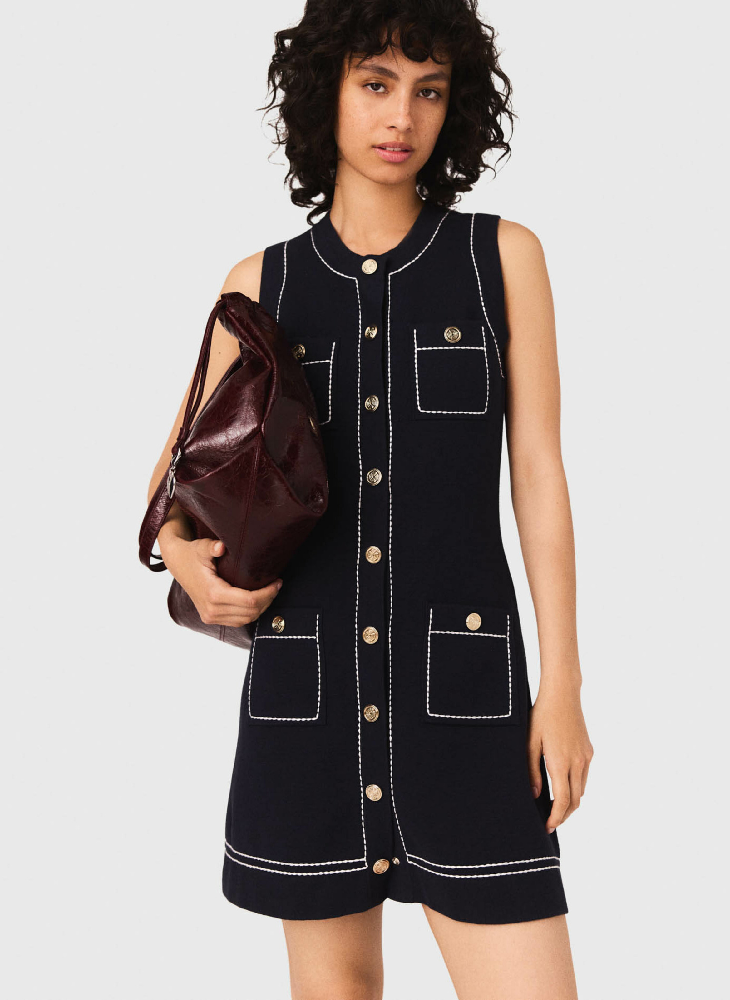 Robe courte en maille Bleu