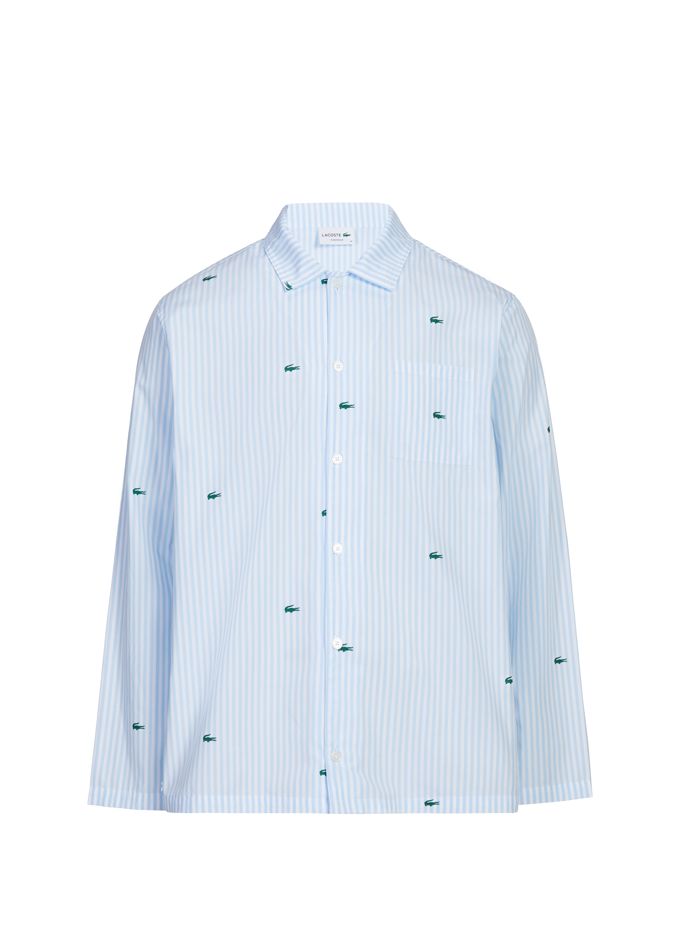 LACOSTE Chemise de pyjama imprimée à rayures en coton  Bleu