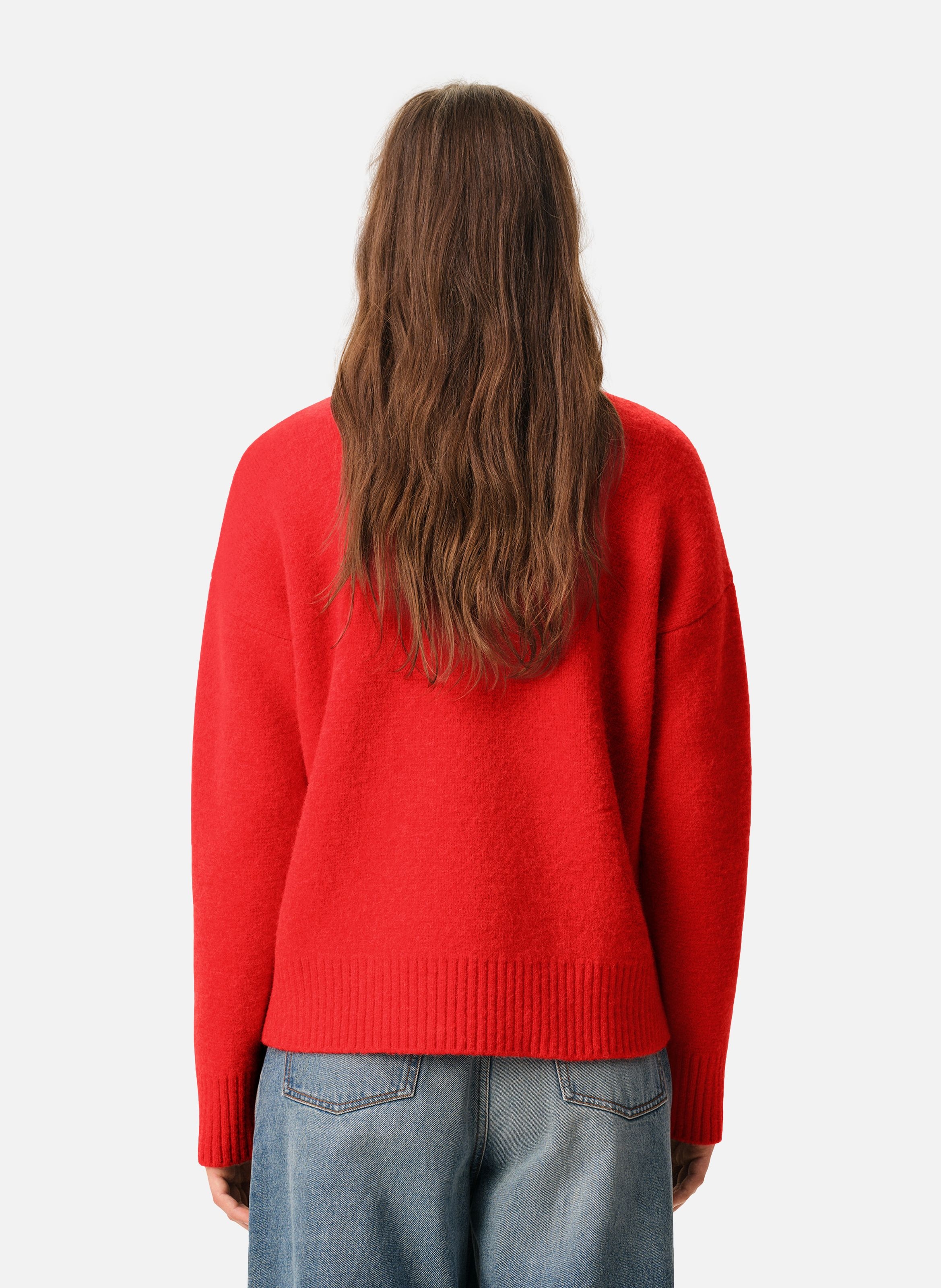 Pull col rond ami de coeur en alpaga unisexe AMI PARIS Rouge