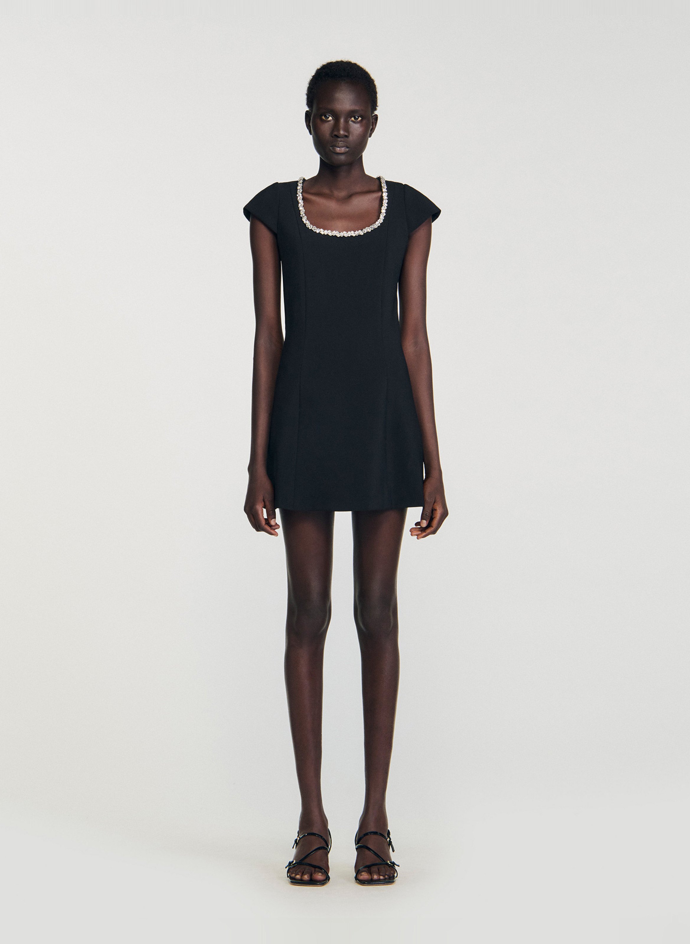 Robe courte col rond SANDRO Noir