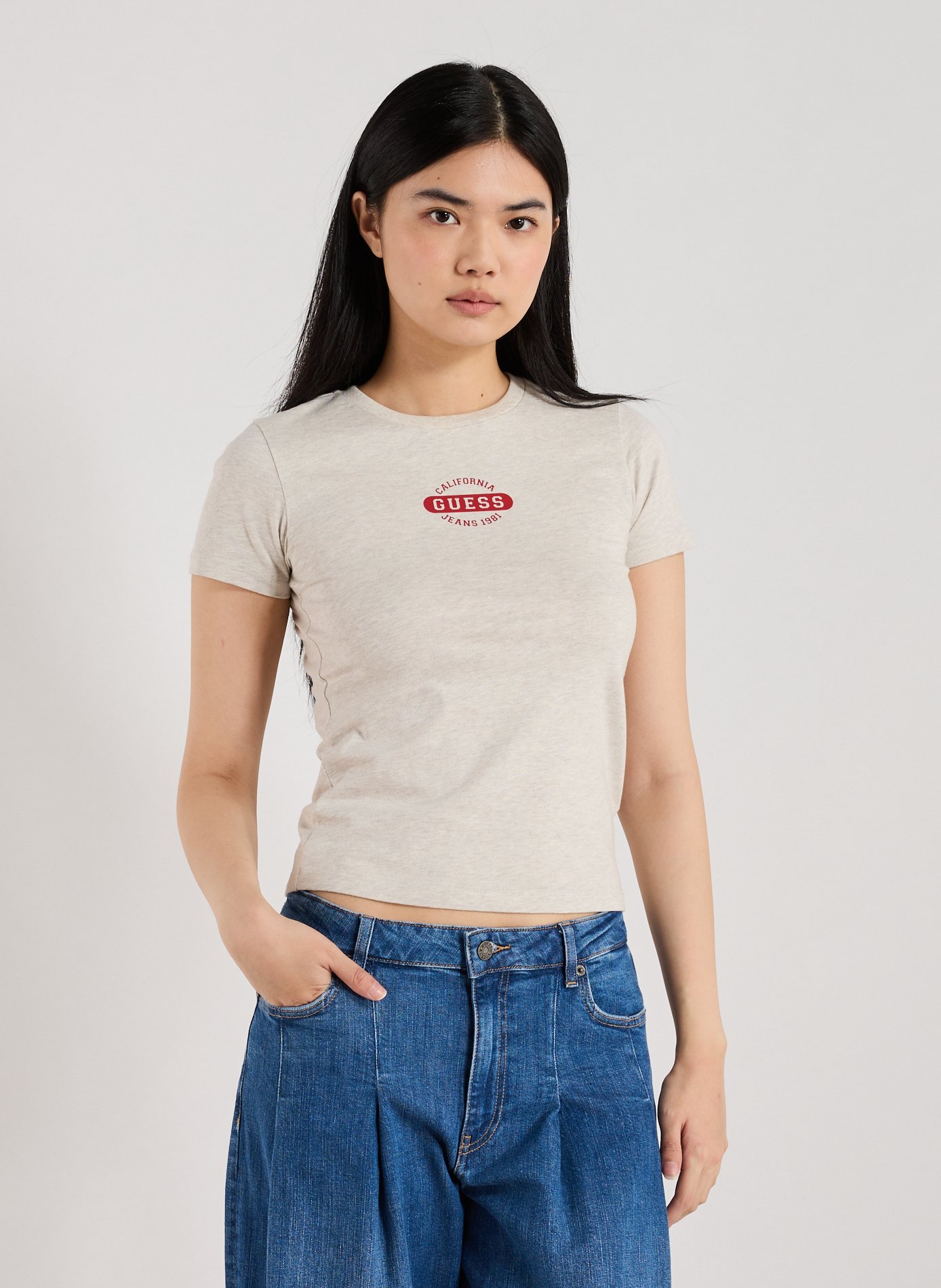 GUESS Cotton round-neck T-shirt Grey