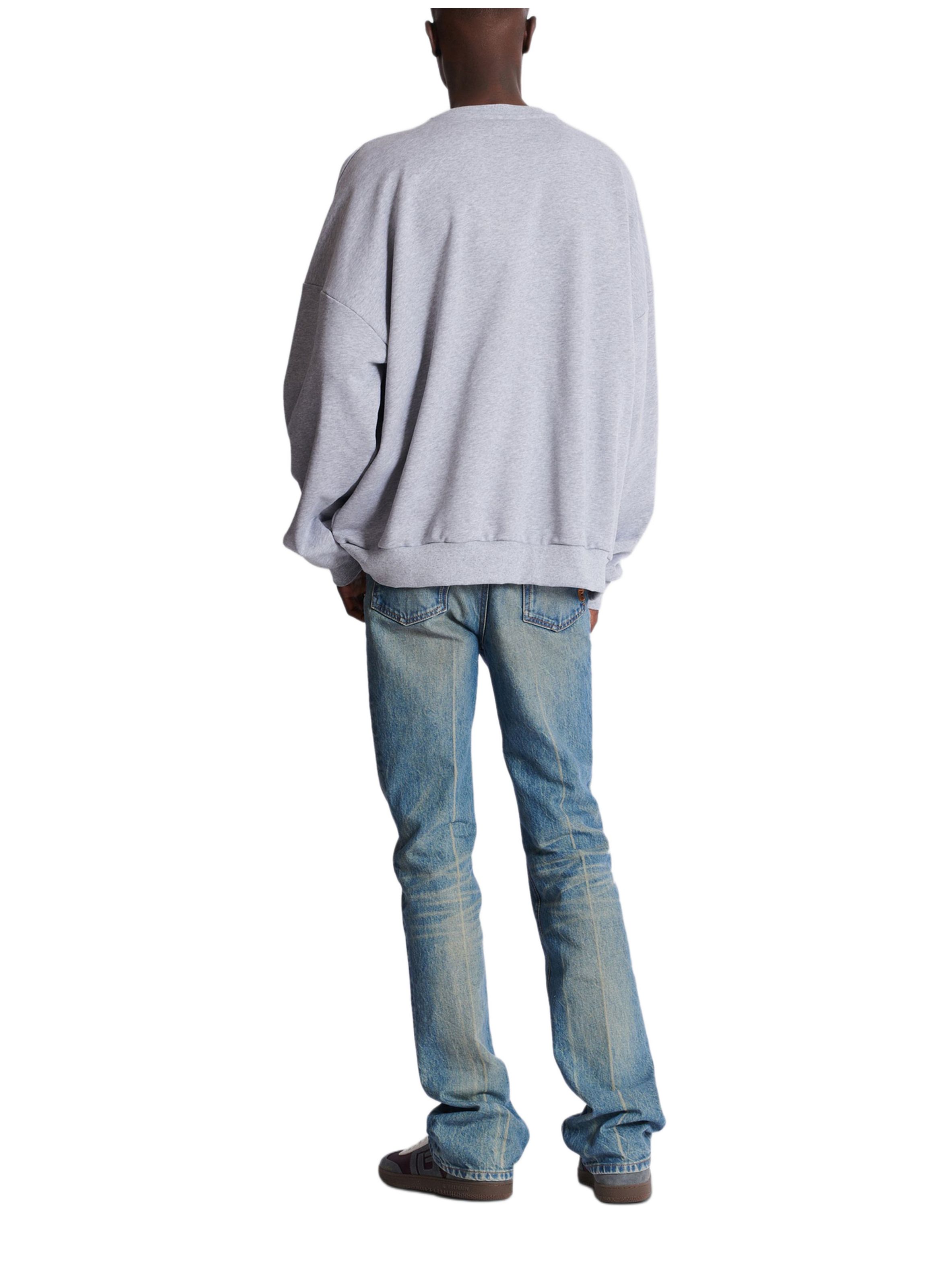 Sweatshirt en coton à imprimé BALMAIN Gris