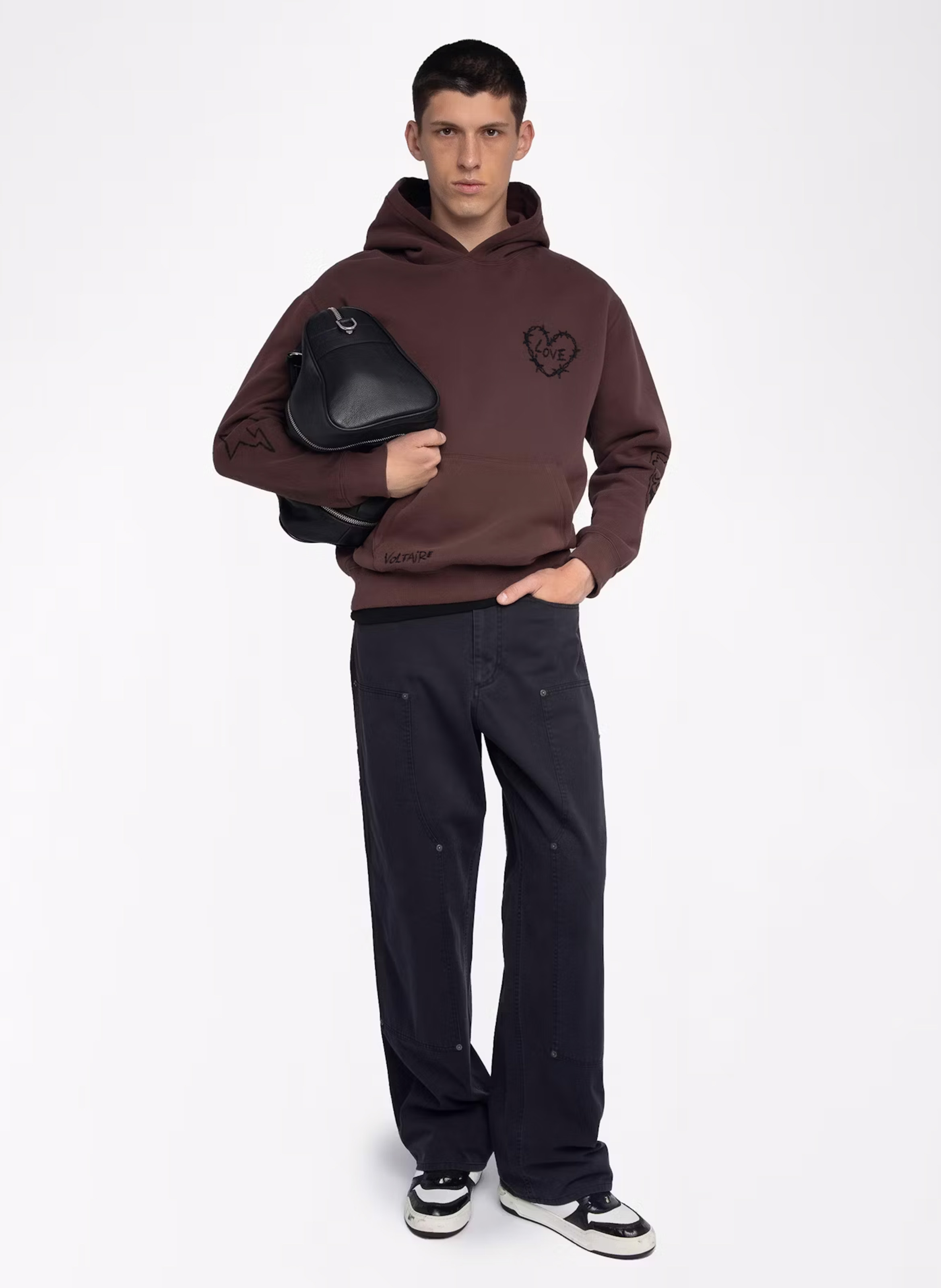 Sweat à capuche droit brodé en coton mélangé sacha ZADIG&VOLTAIRE Violet